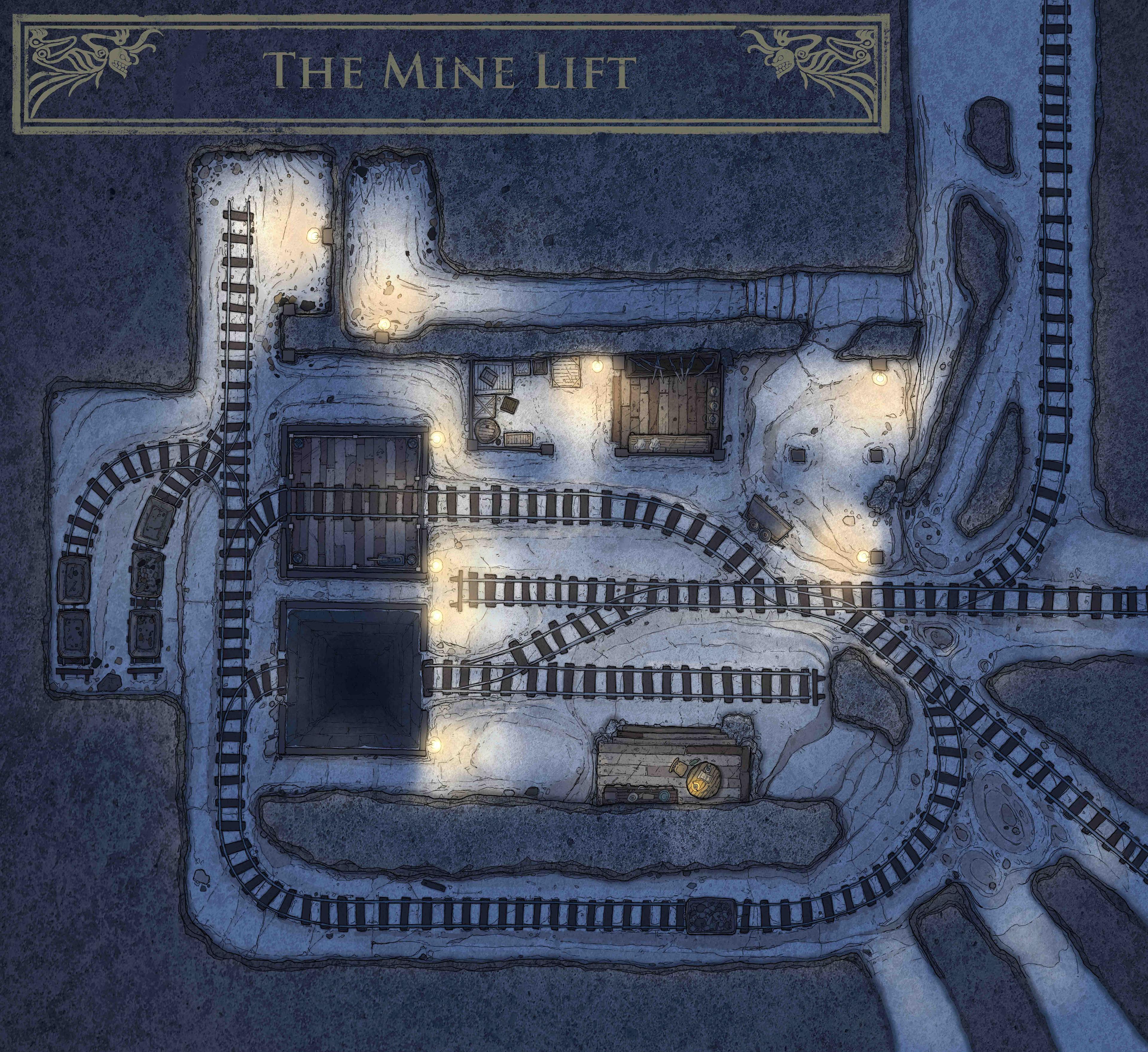 Lift Shaft. Pen drawing, coloured in Photoshop. 