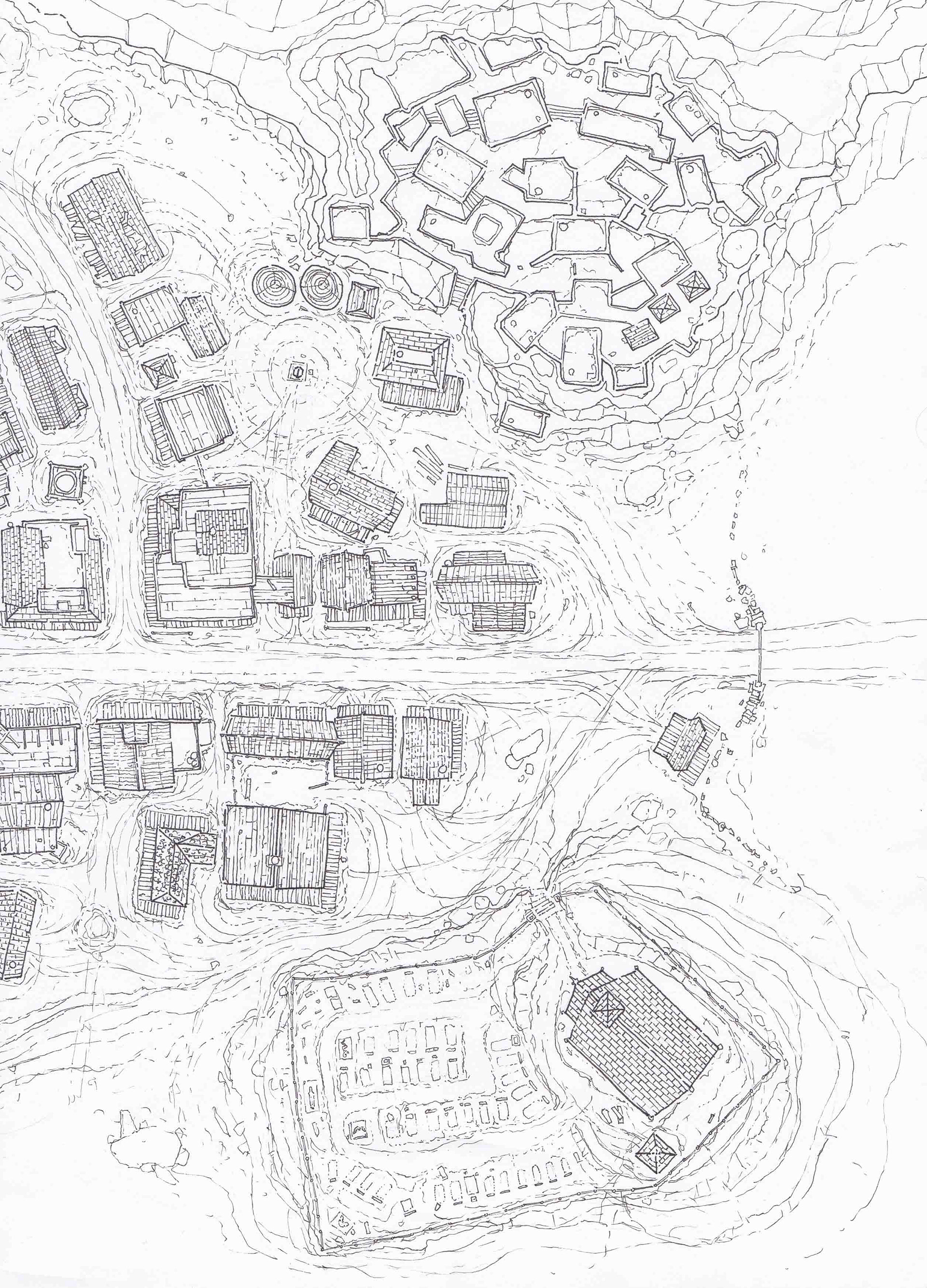 Town concept. Pen on paper outline