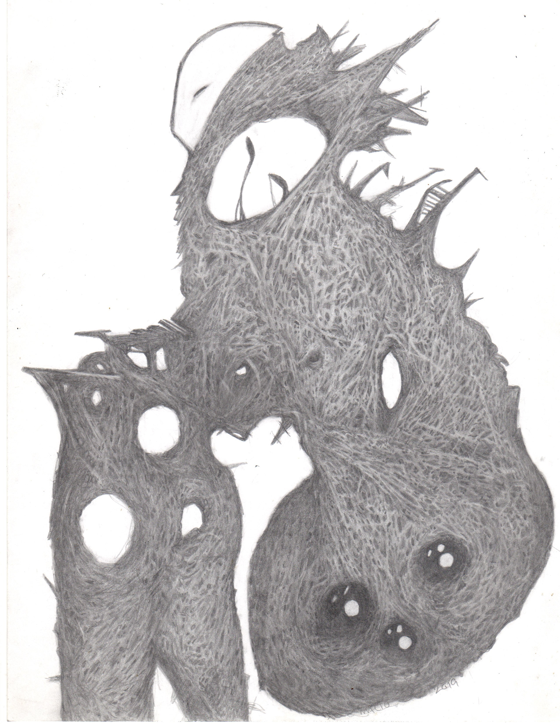 "Pain Armor" 2019 graphite on cardstock 8.5"x11"