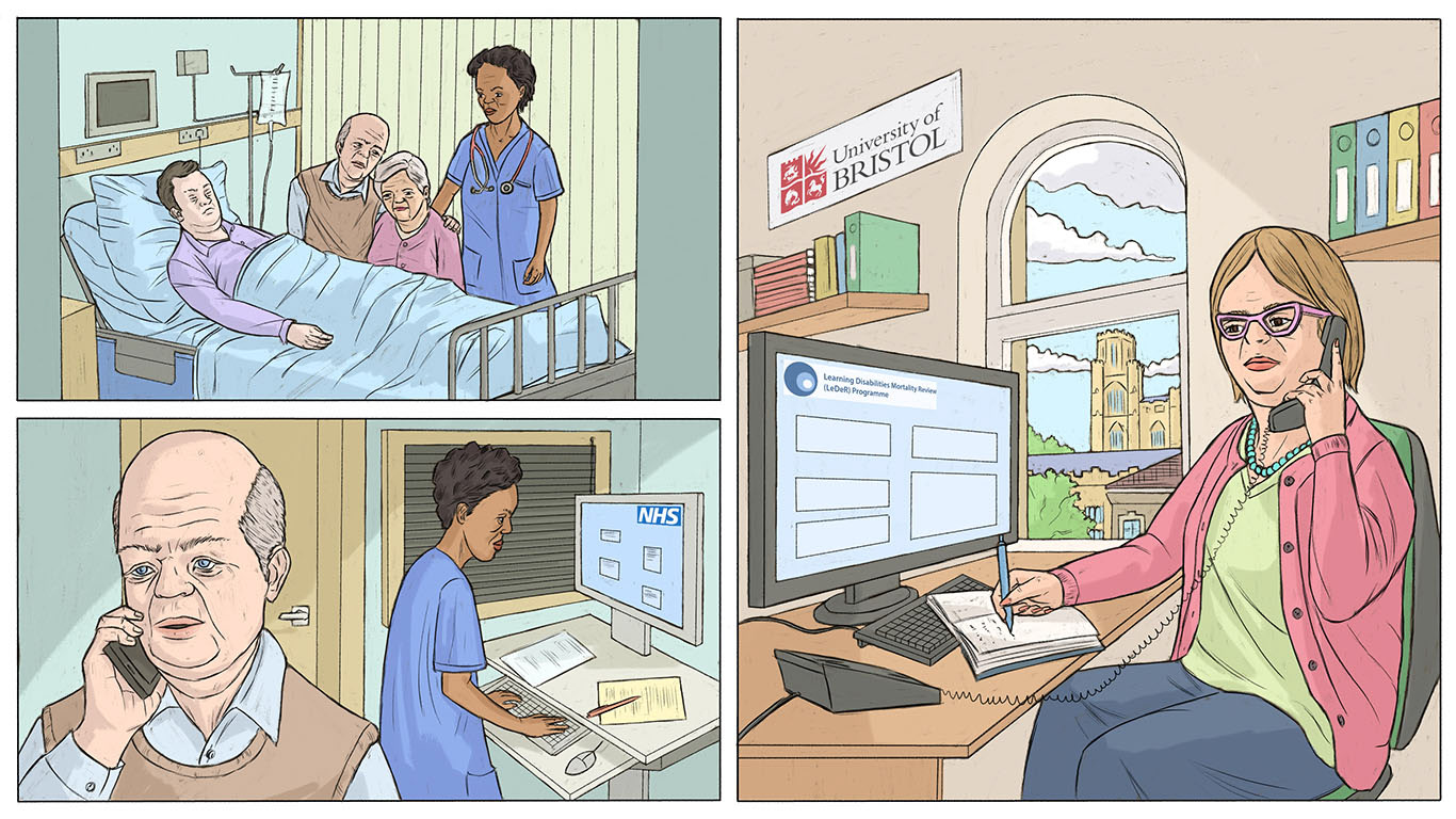 A set of illustrations commissioned by University of Bristol presenting the research project.