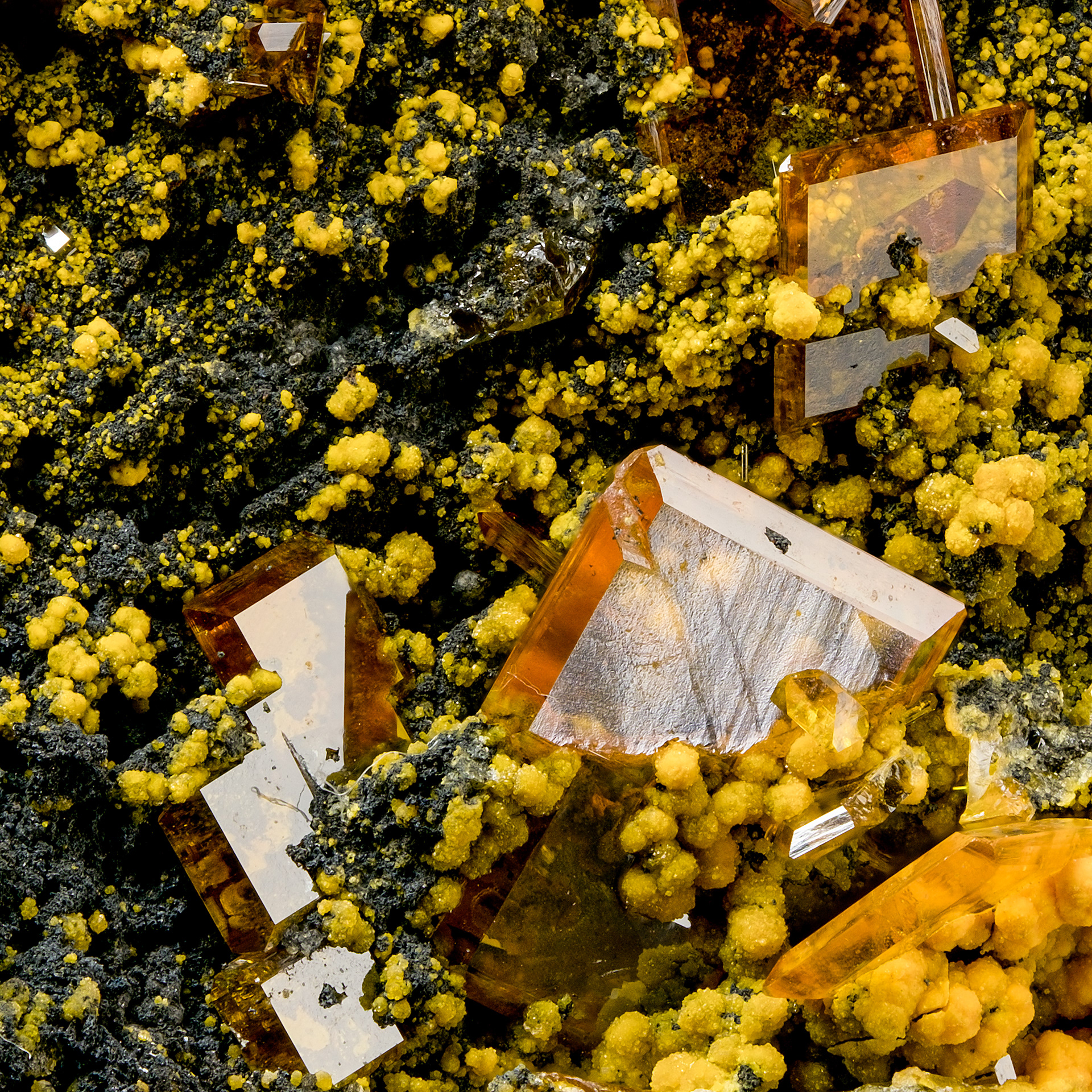 Wulfenite, Mimetite - San Carlos Mine, Mexico