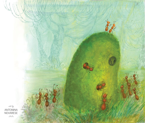 2018 Illustration for a picture book "L'éléphant et la fourmi". Published by Marsam Editions. Text by Karima Delyasse. Illustrations by Antonina Novarese.