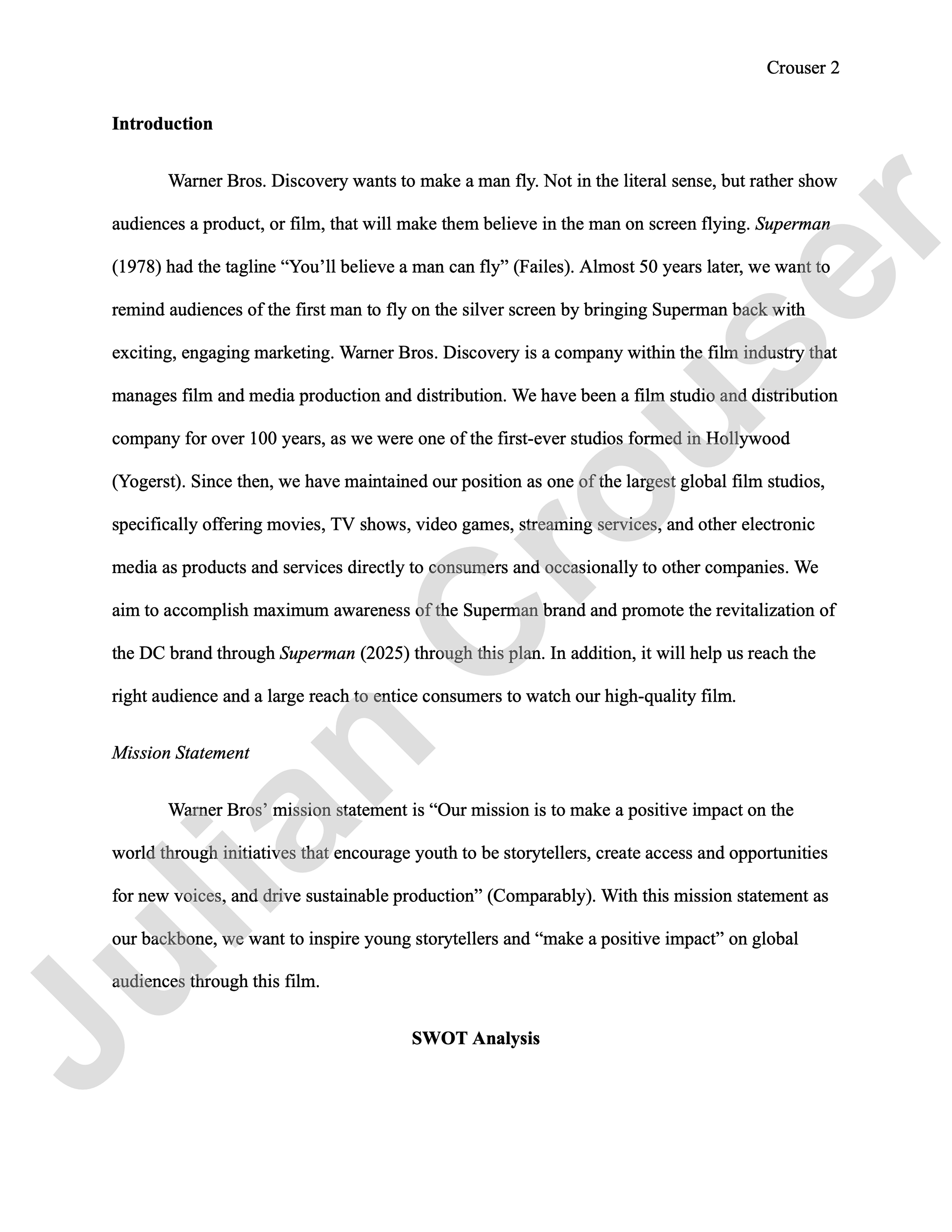 Superman Marketing Plan (2/12)