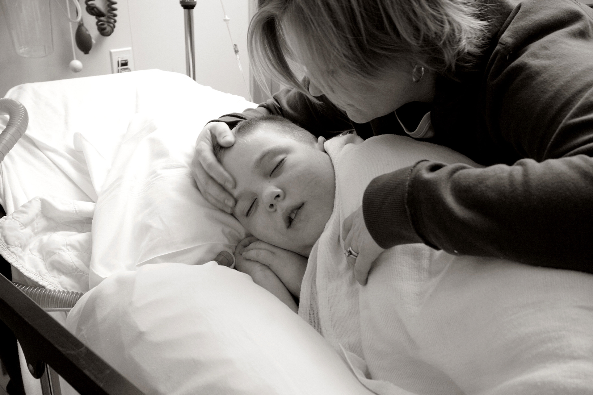 Drew in the hospital after tooth filling