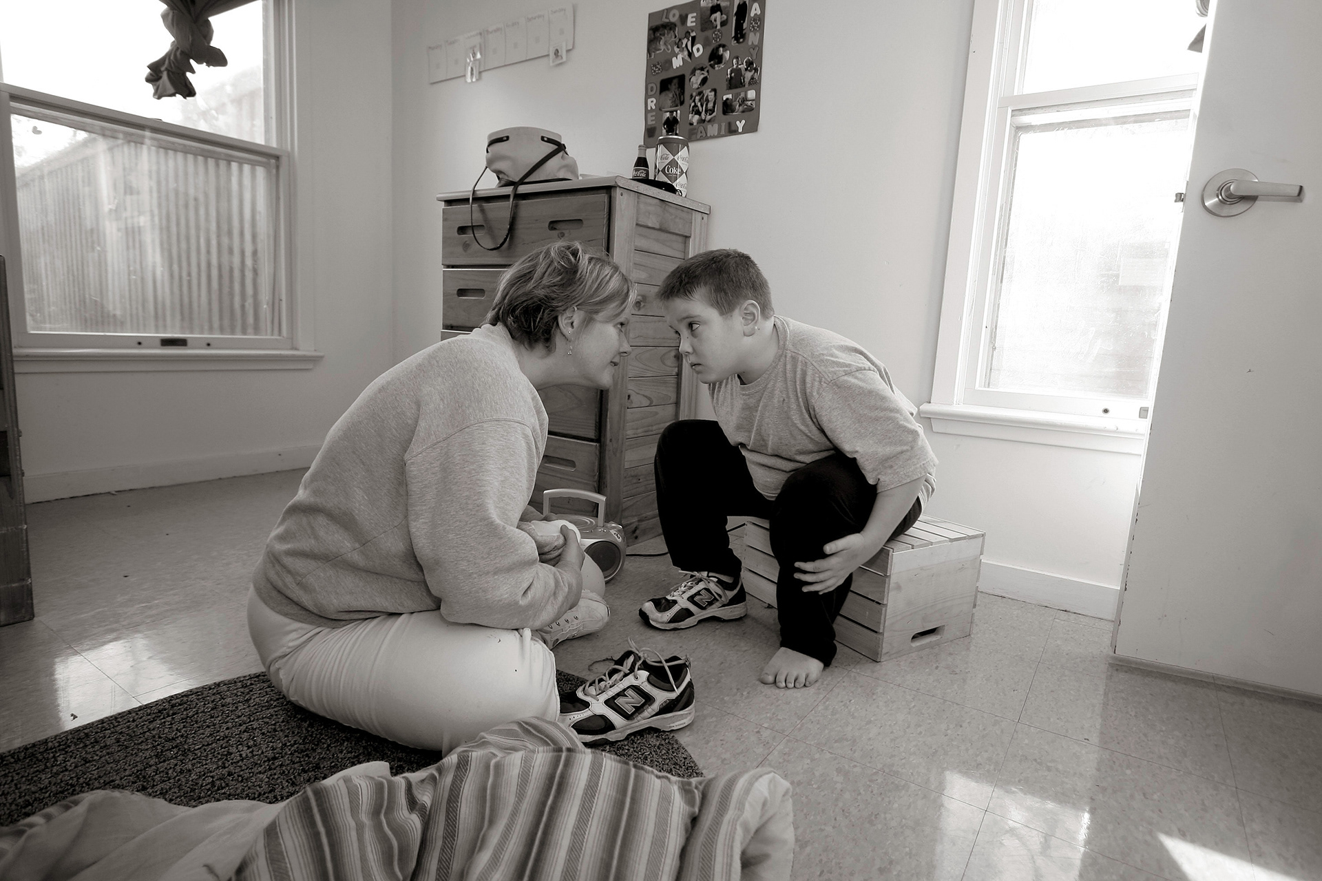Jill and Drew in Danny's room at Bancroft.