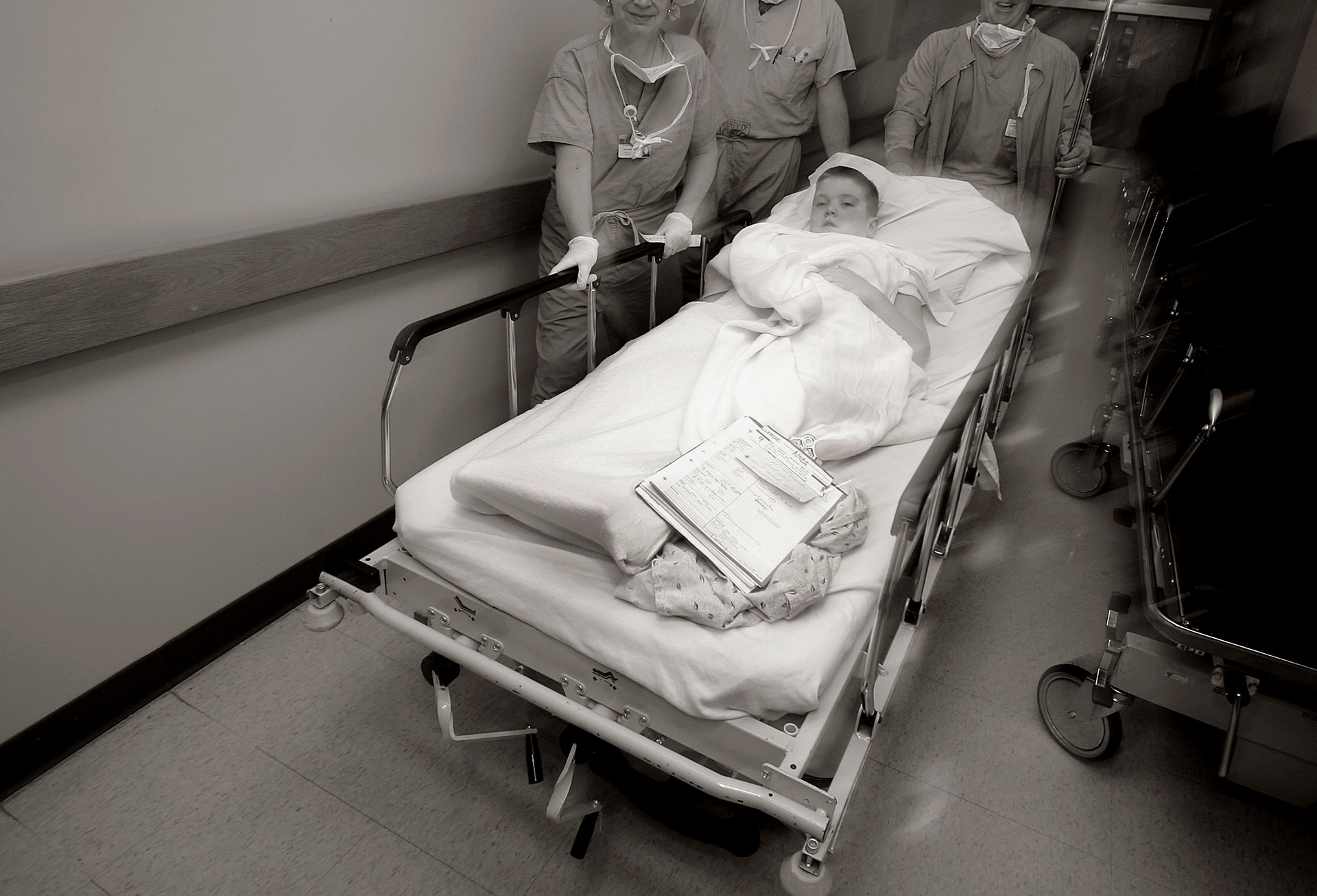 Drew in the hospital before a tooth filling