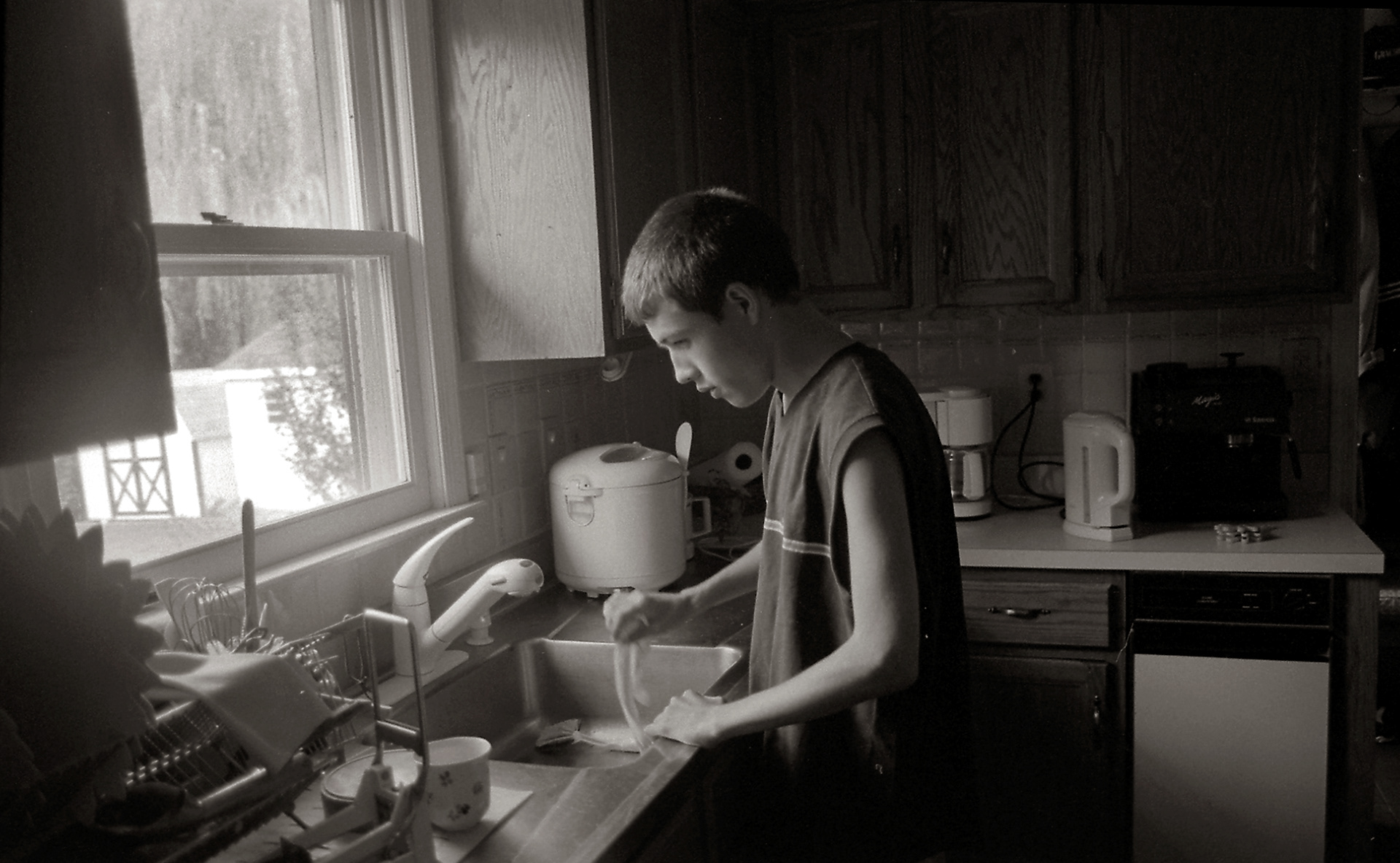 Jaime playing with the running water