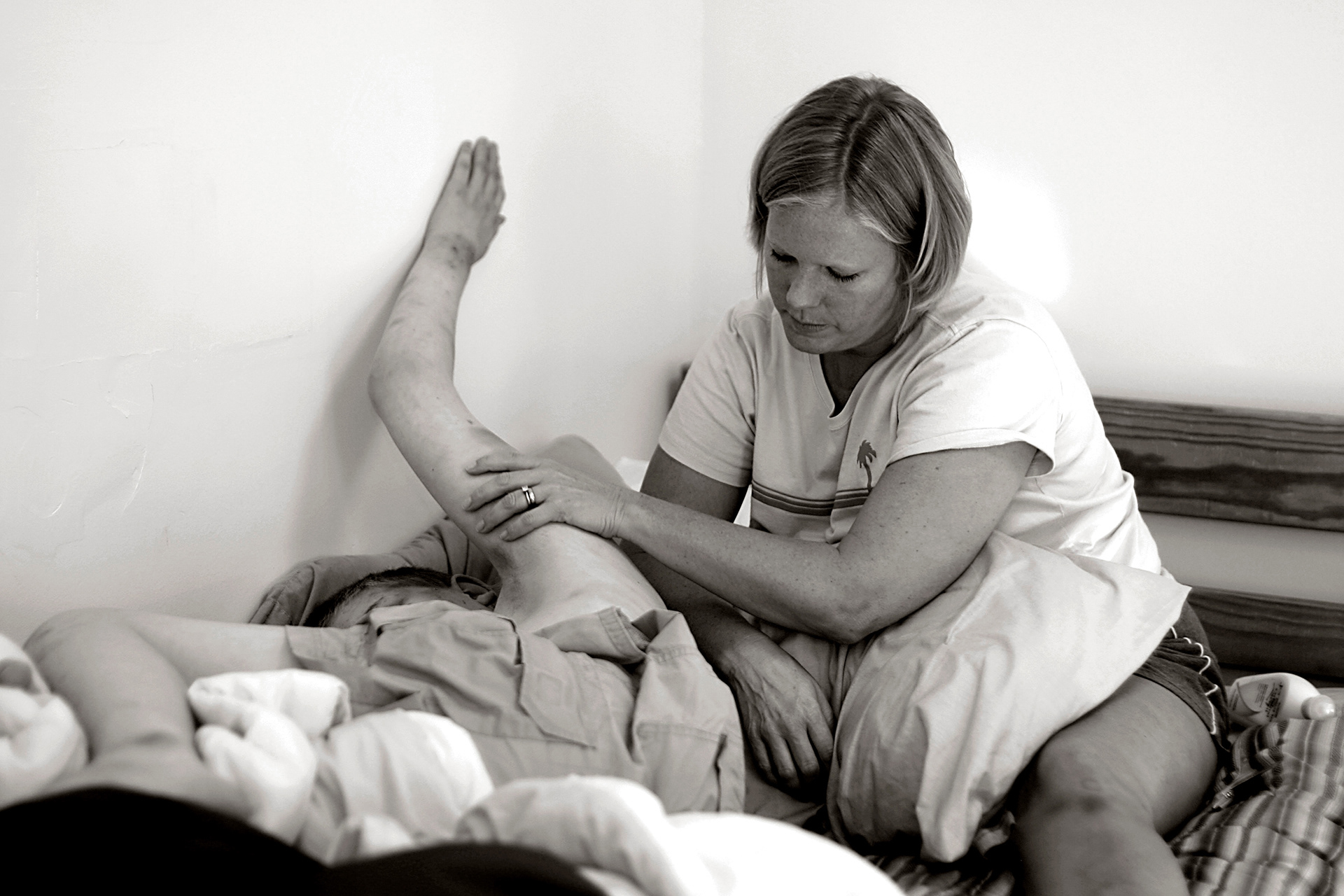 Jill and Danny at Bancroft. Jill checks Danny's body for bruising.