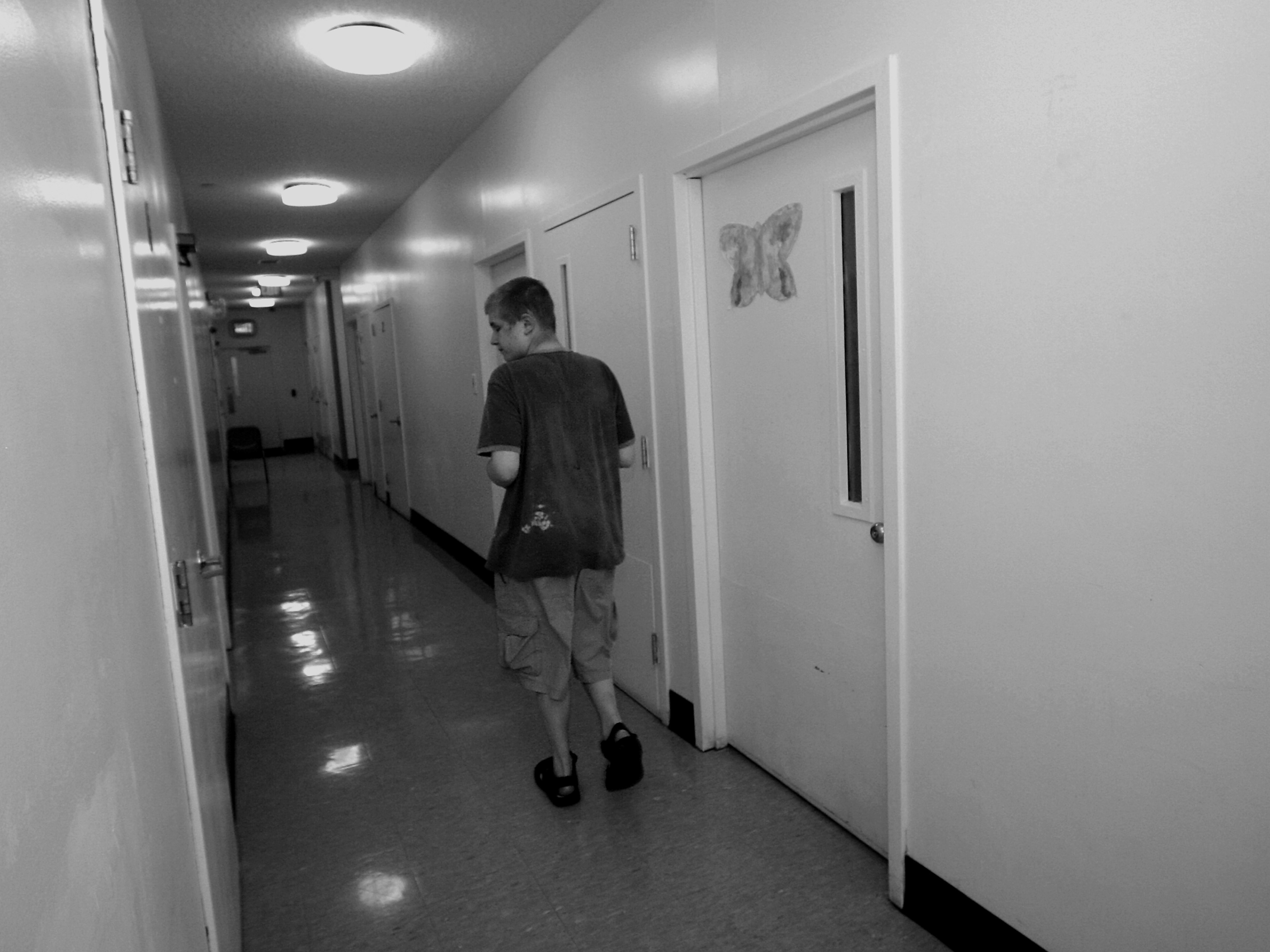 Danny walks to the dinning room at Bancroft