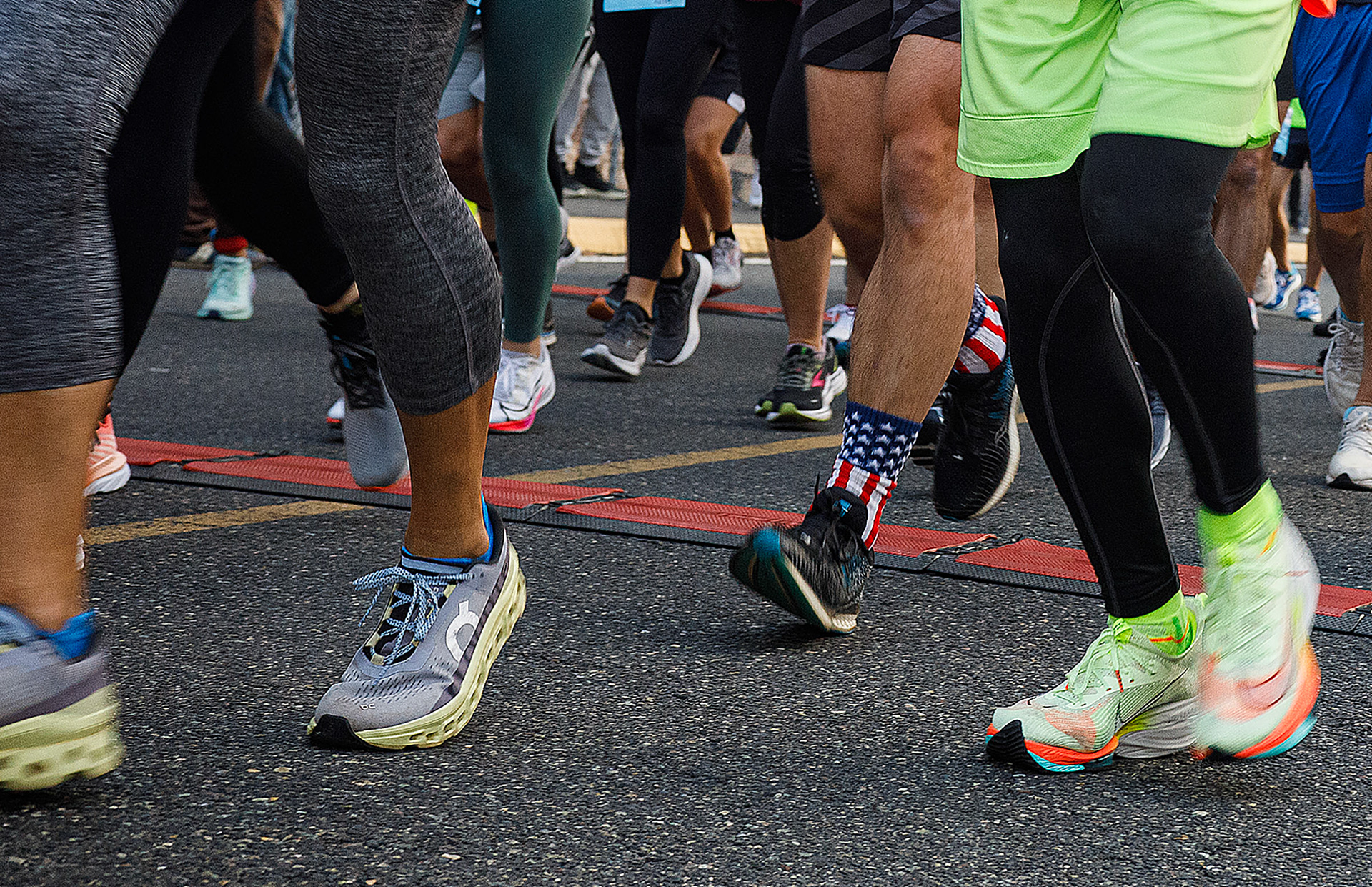 Runners take off at the start the Lehigh Valley Orthopedic Institute Half Marathon Sunday, Oct. 22, 2023, at SteelStacks in Bethlehem.