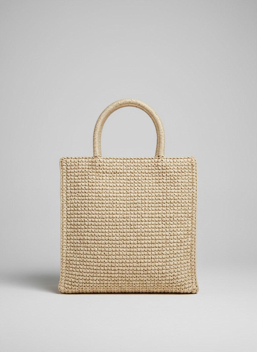 "Raffia tote bag packshot"