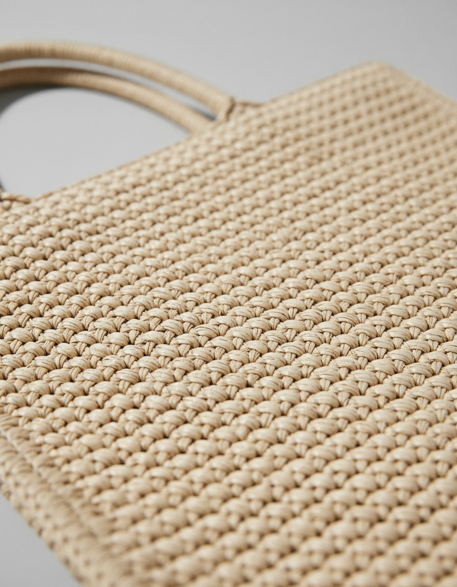 "Raffia tote bag packshot"