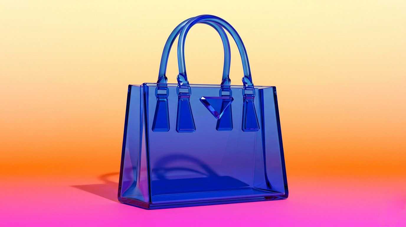 "The Prada Galleria in Structured Blue Glass"