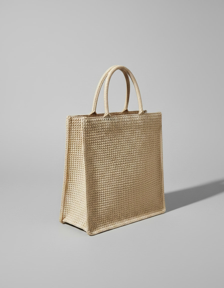 "Raffia tote bag packshot"