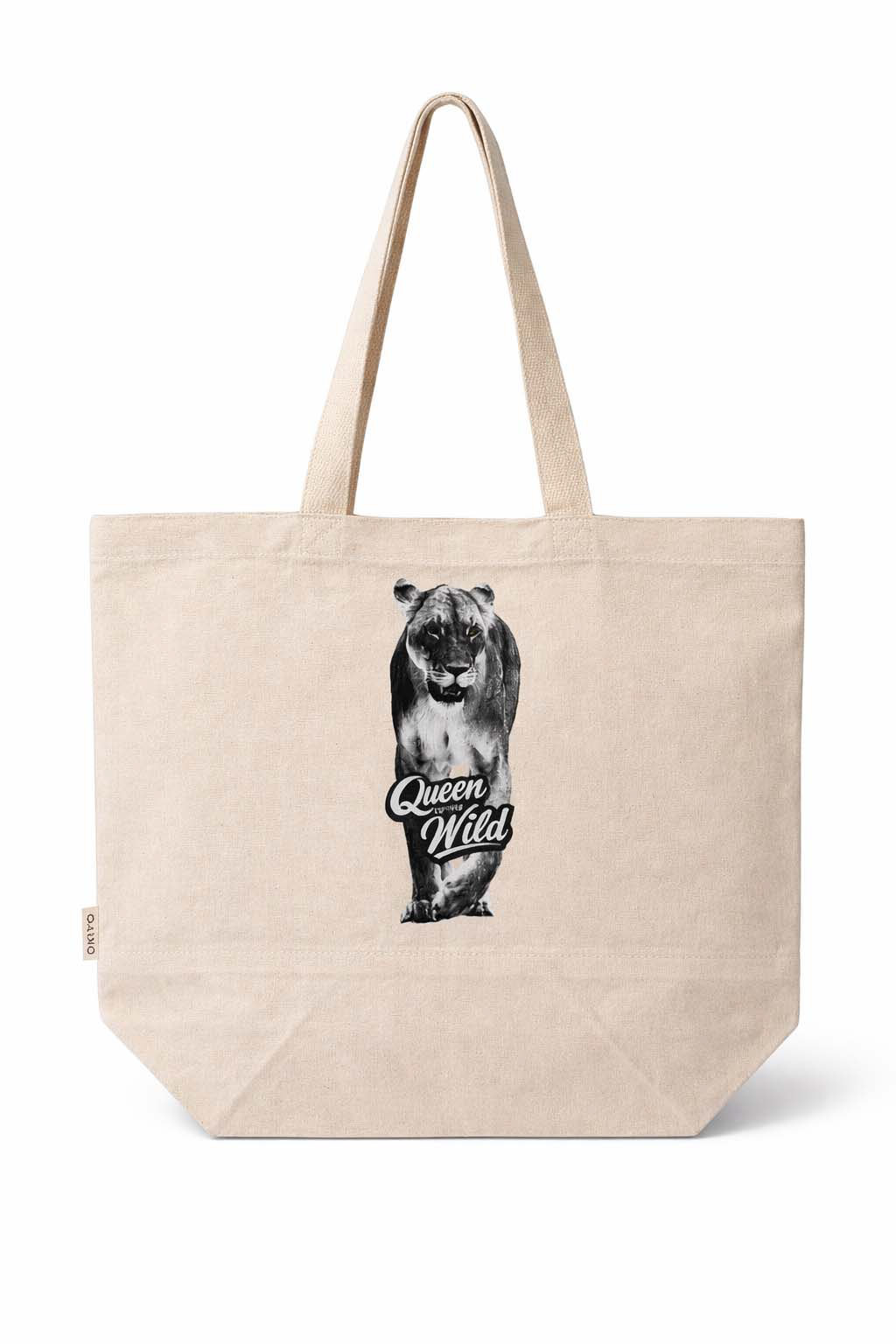 Grace, power, and instinct, the true queen walks calmly. Okiyo Taikai Cotton Beach Bag.