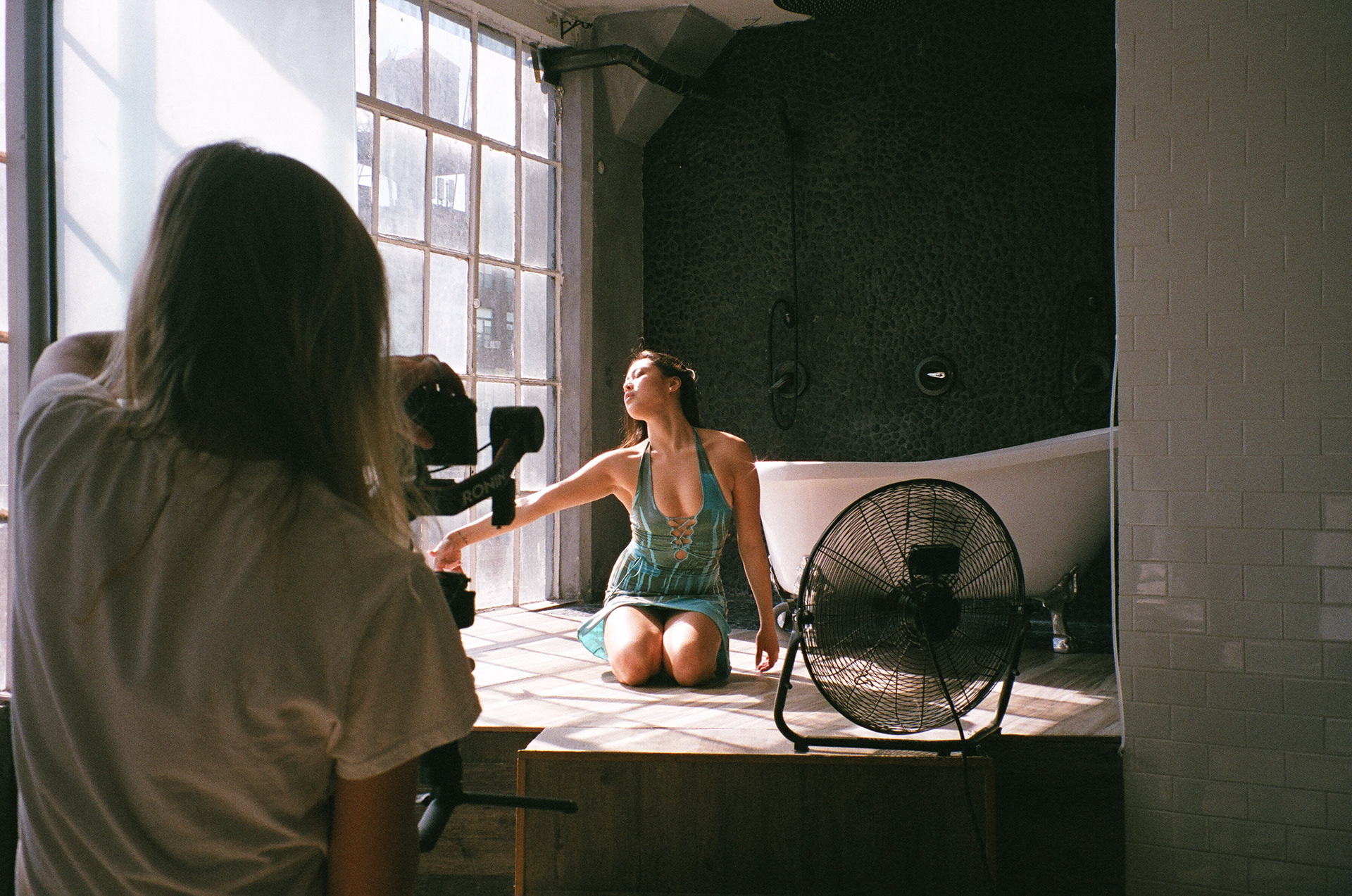 Ikah Toktar on the set of a music video. Brooklyn, NY.