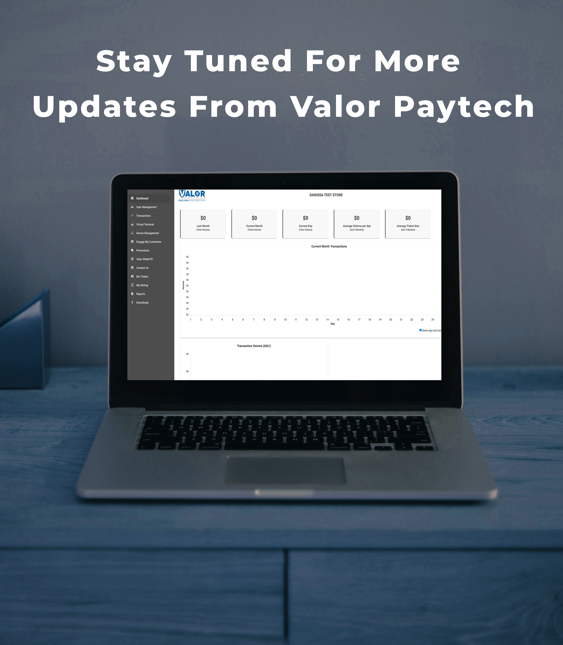 stock laptop with the valor portal photoshopped into it