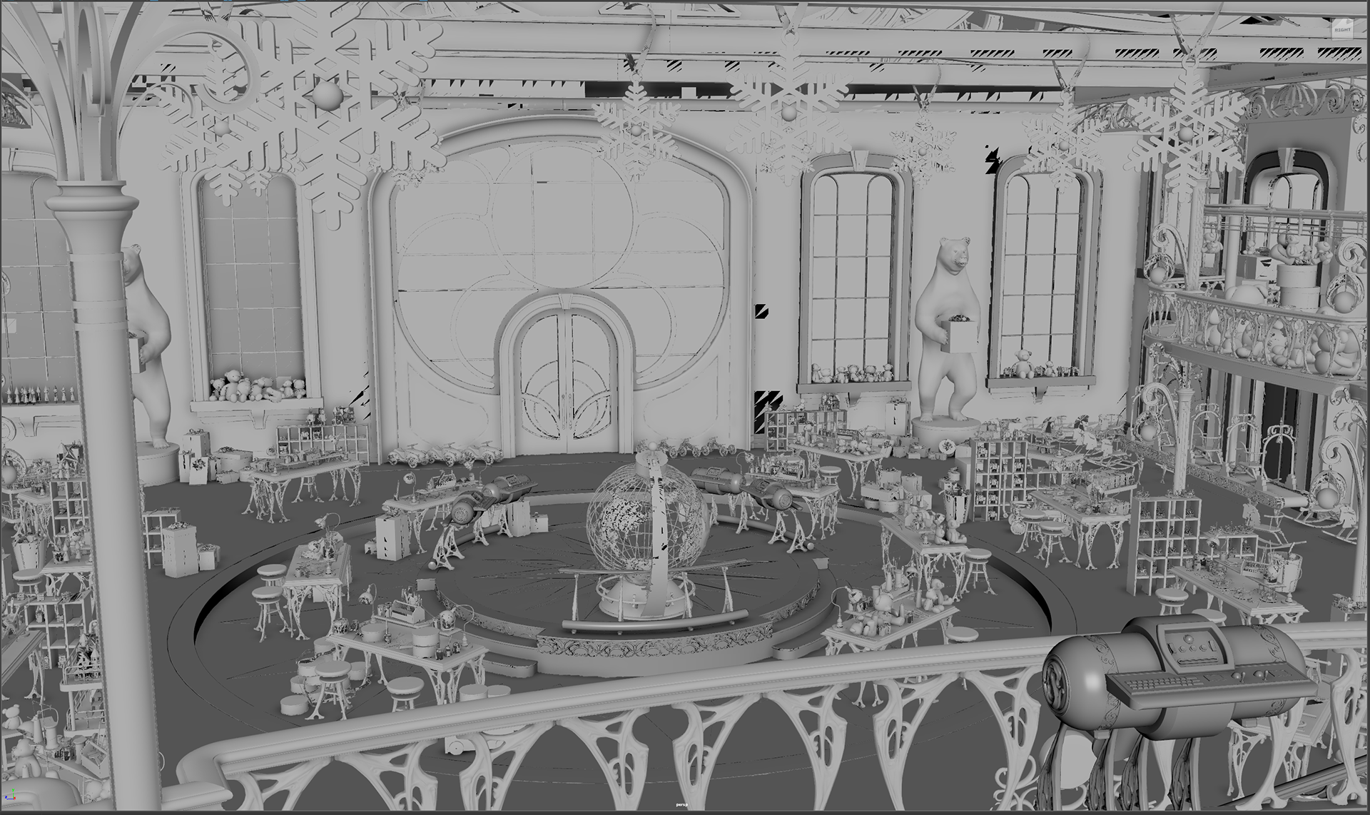 The Santa Clauses Season 1 - Santa's Workshop - White Model - Maya