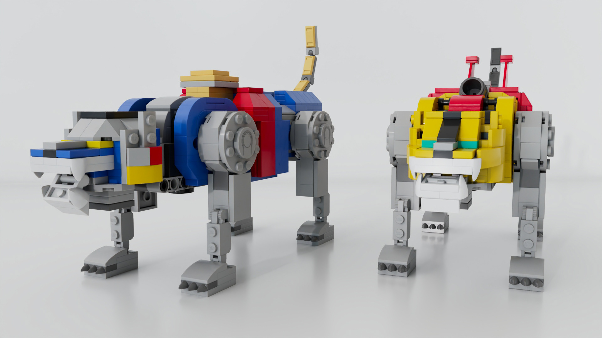 Lego Voltron Lions - WIP - Modeled, rigged, textured, lit - Maya & Gray