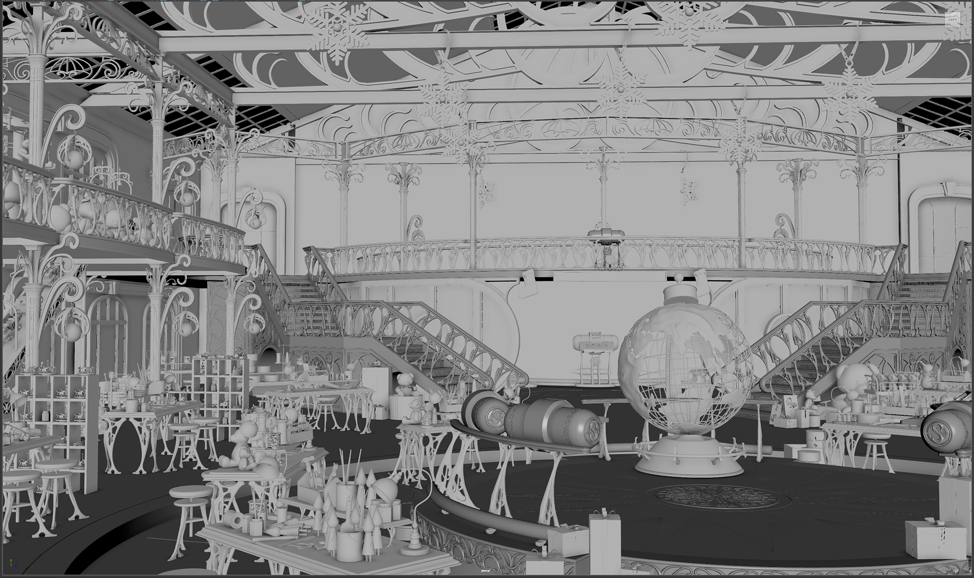 The Santa Clauses Season 1 - Santa's Workshop - White Model - Maya