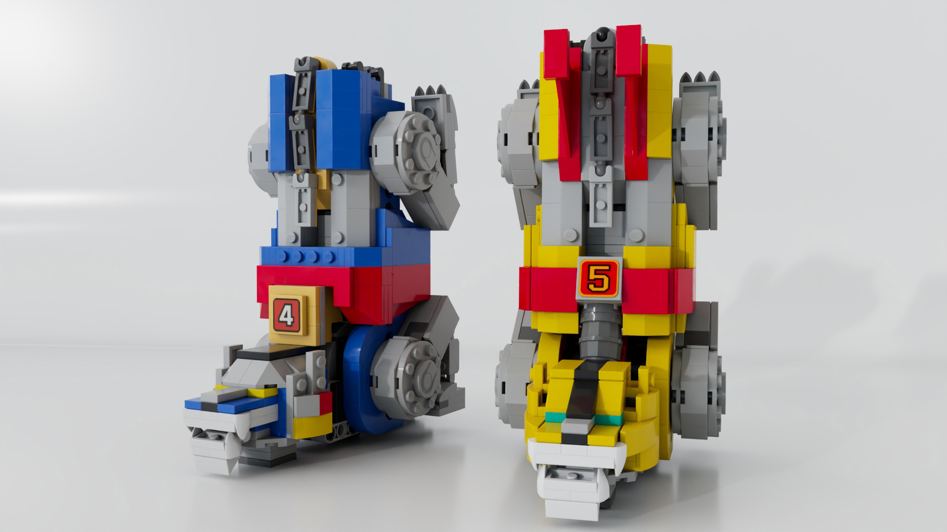 Lego Voltron Lions - WIP - Modeled, rigged, textured, lit - Maya & Gray