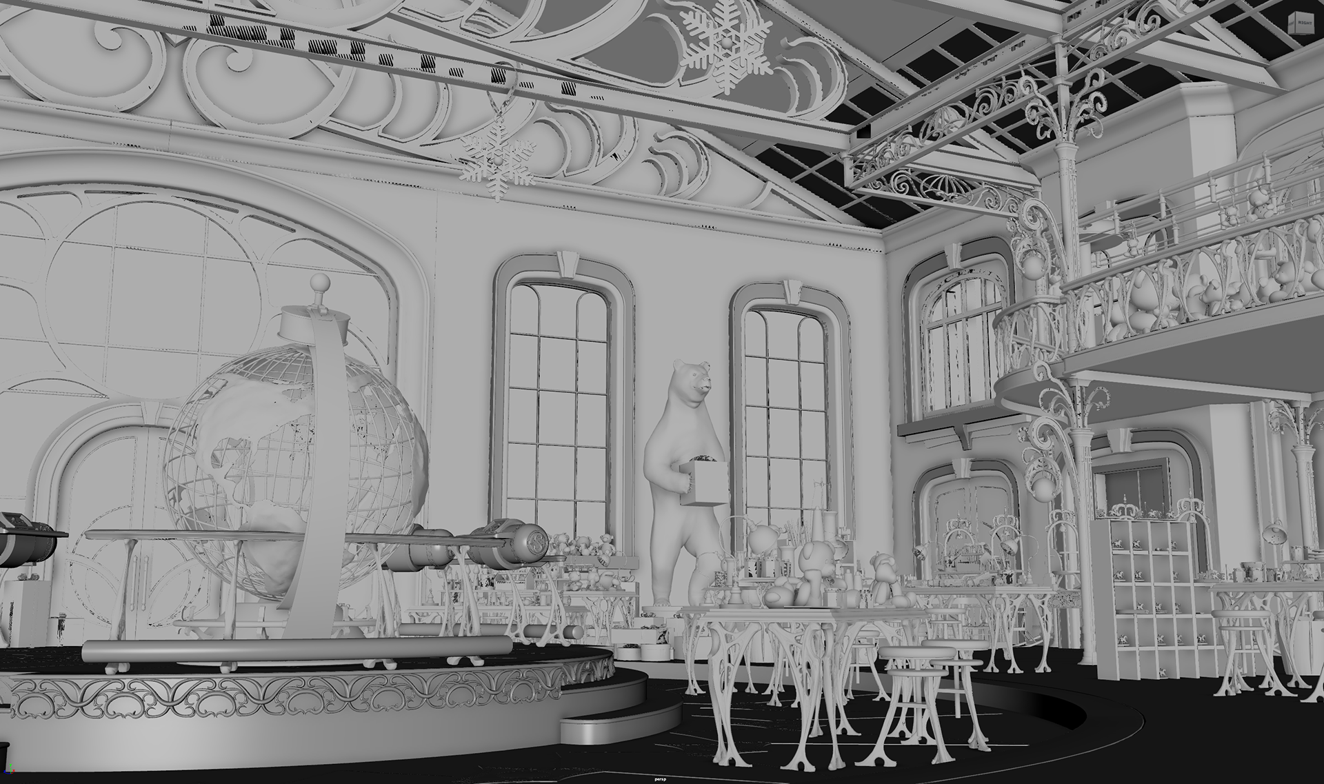 The Santa Clauses Season 1 - Santa's Workshop - White Model - Maya
