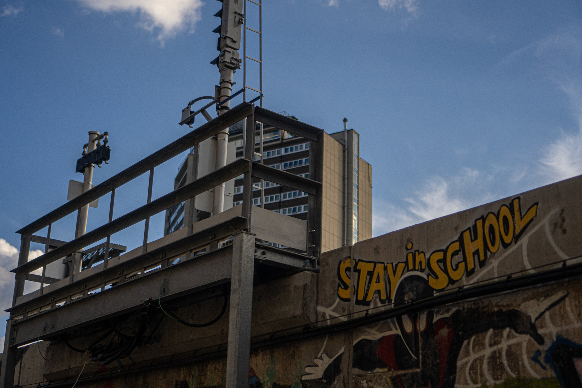 Stay in School Spiderman - imagining him swinging from the building in the background