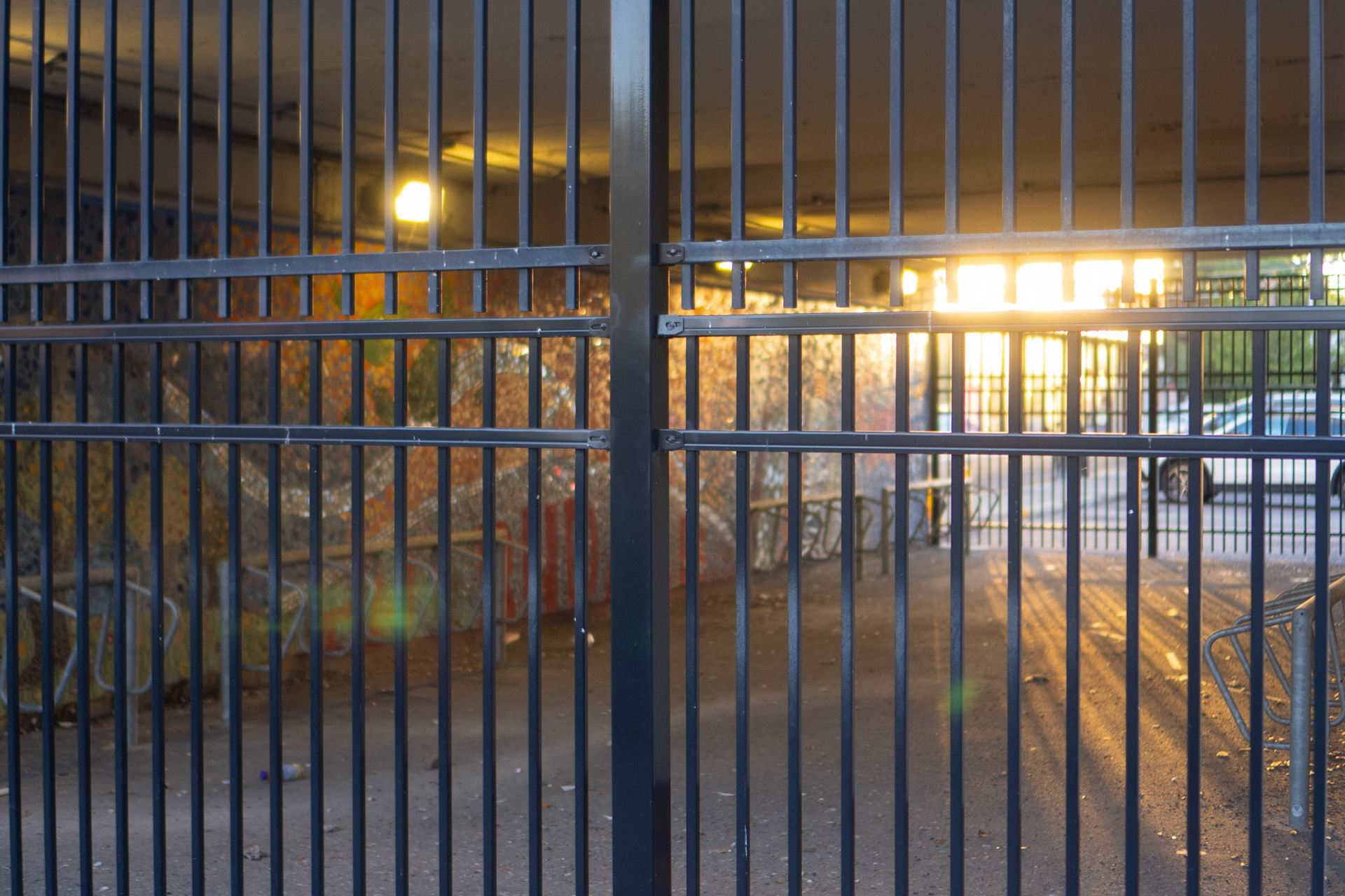 the way the light danced across the mural - found its way through the gates - enthralling