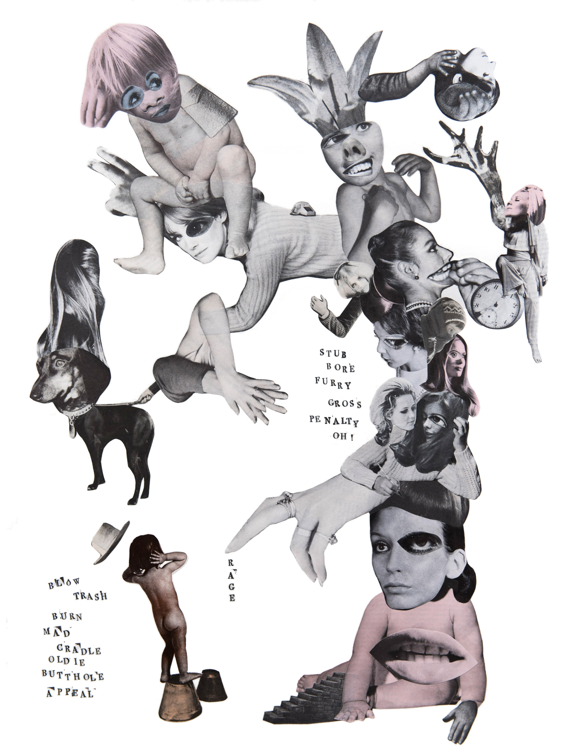 Collage and ink on cotton paper. Format 42 x 61 cm.