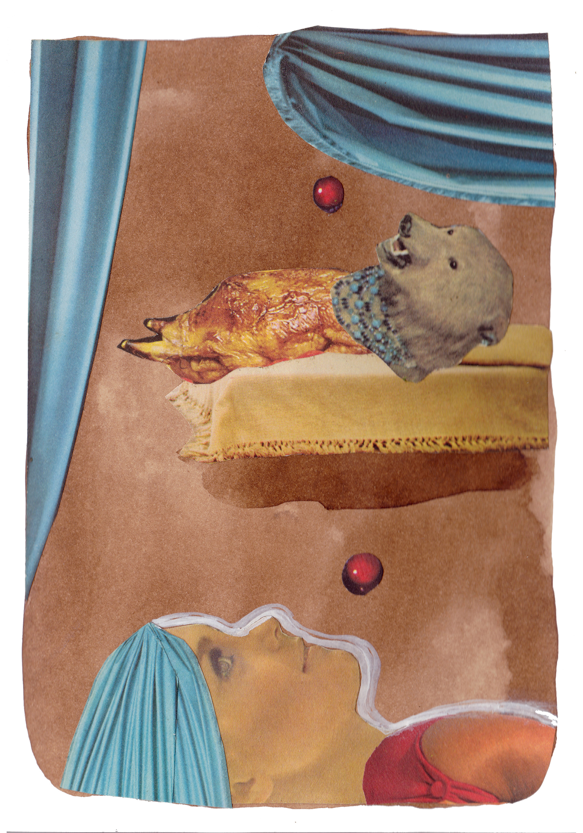Collage and walnut stain in a concertina notebook. Format: 14,8x21 cm