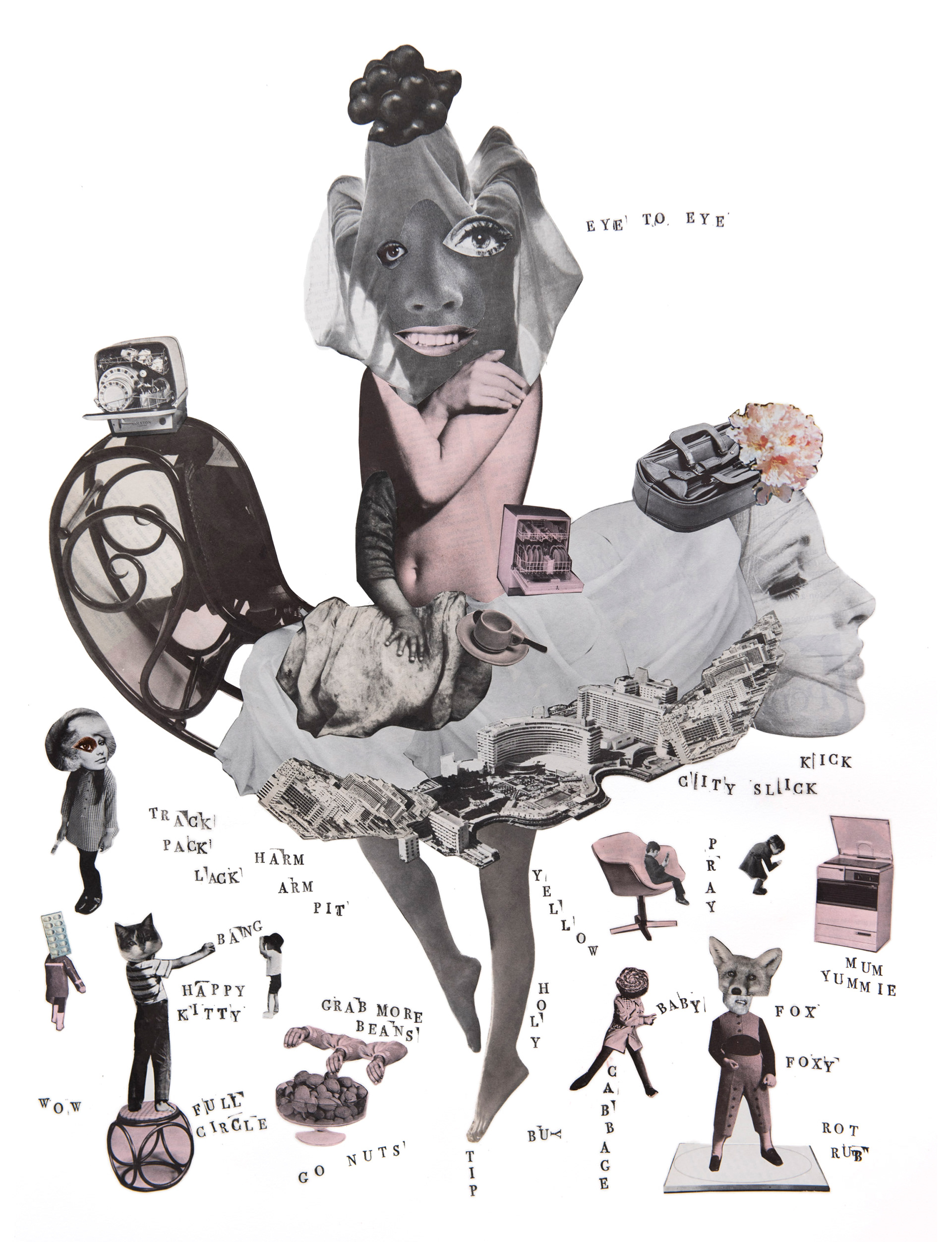 Collage and ink on cotton paper. Format 42 x 61 cm.