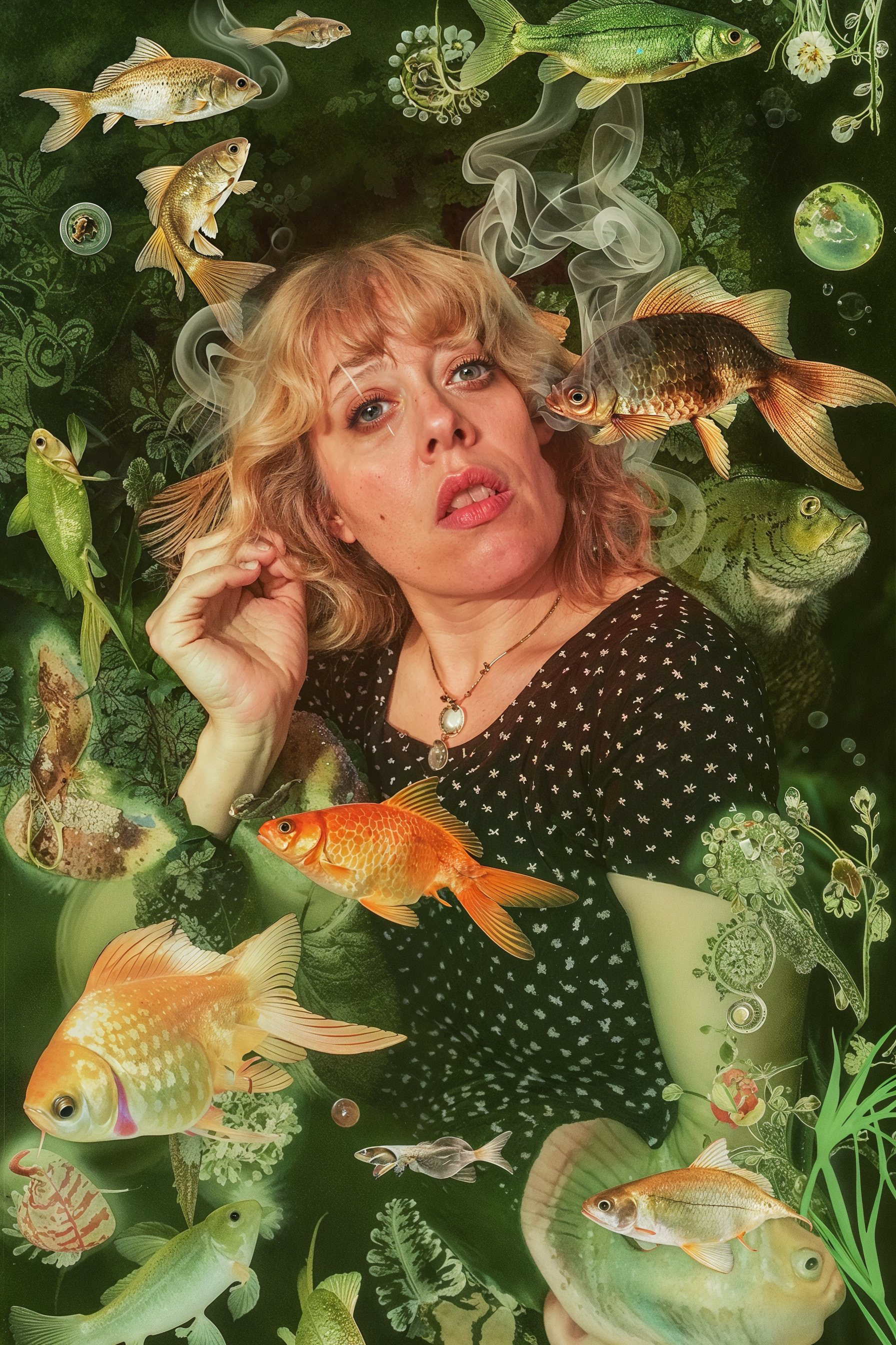 as a gold fish farmer in a cloud of smoke guessing riddles that fly by