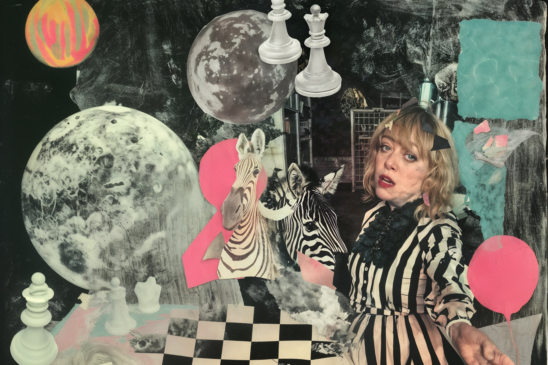 as an exlplorer playing chess with a zebra in a prison