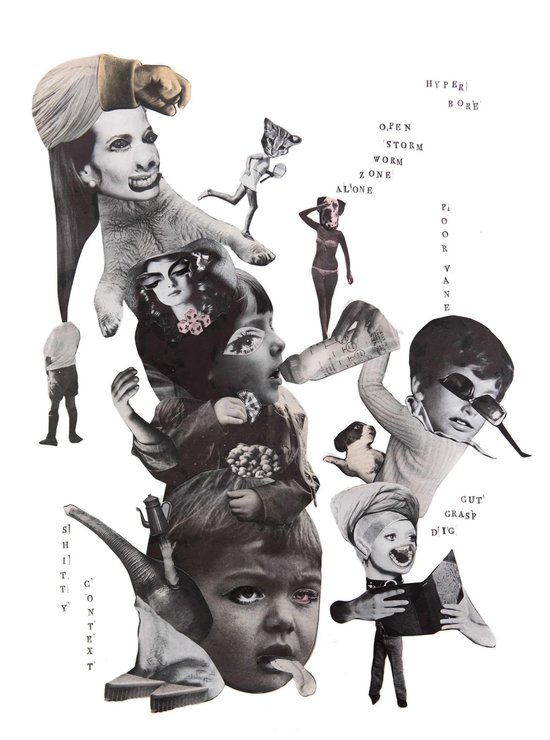 Collage and ink on cotton paper. Format 42 x 61 cm.