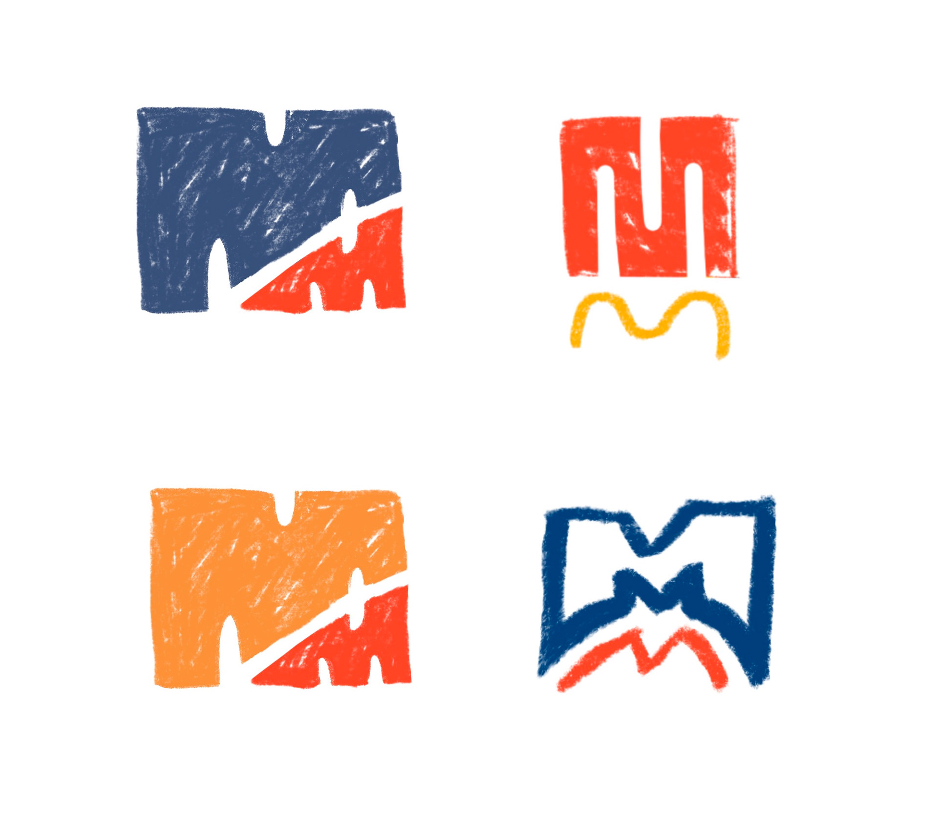 four initial logo sketches