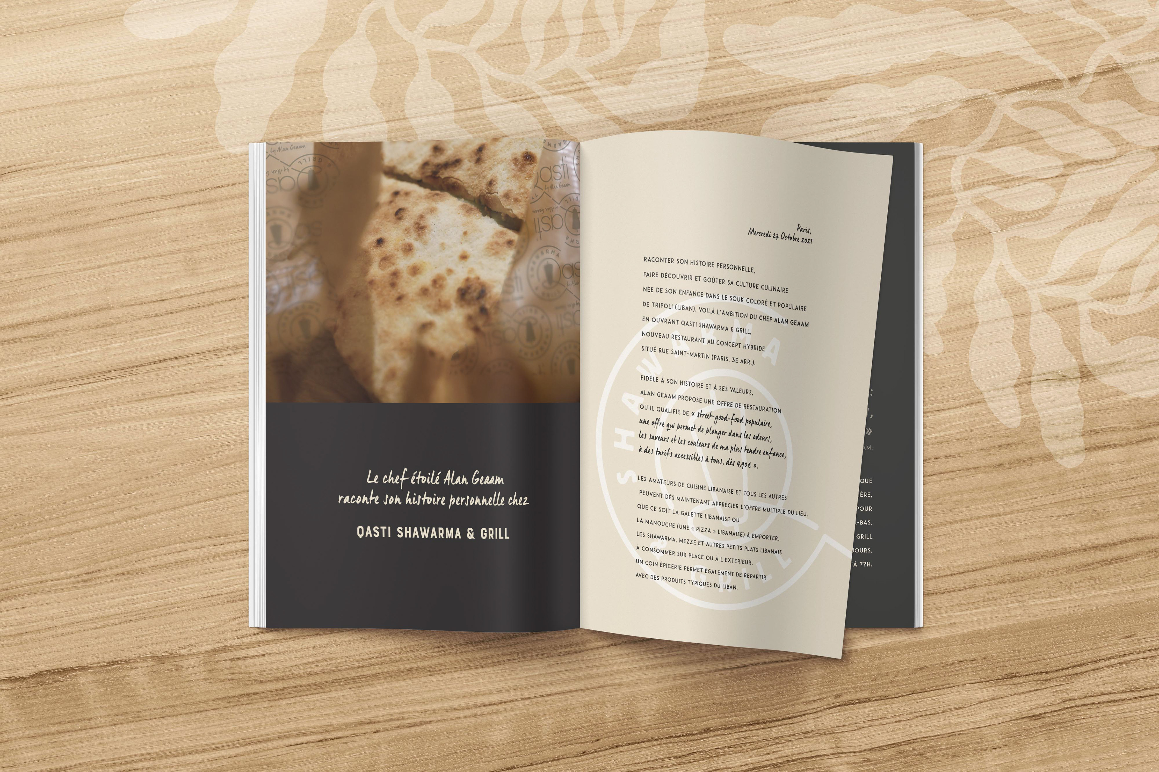 Application sur book de présentation de marque