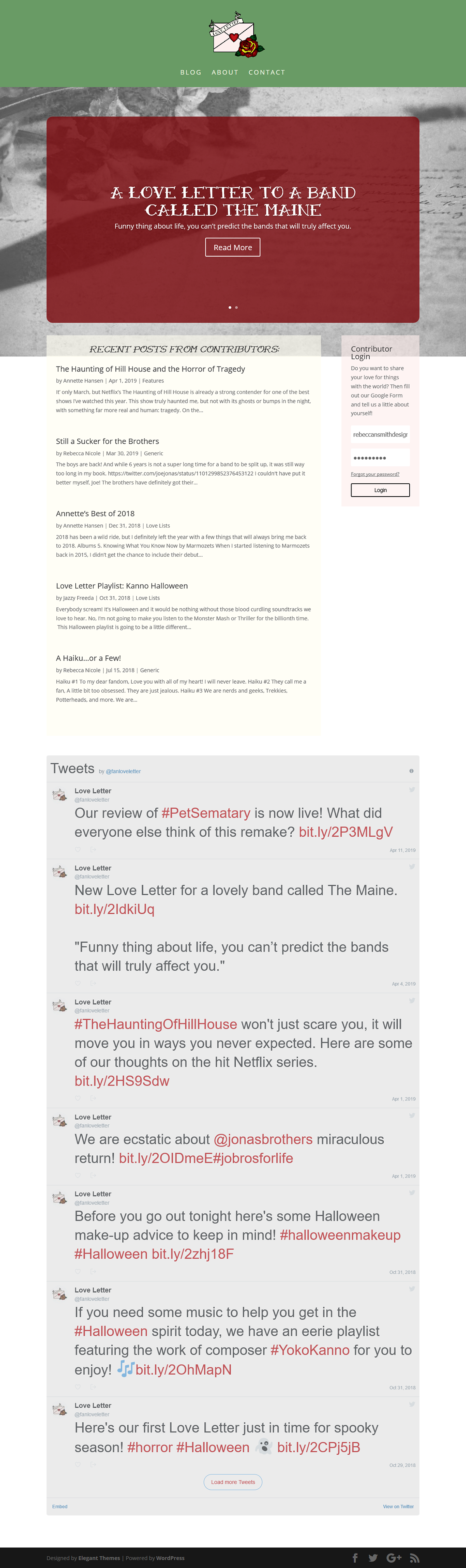 The background on the homepage is static, while the content scrolls over it.