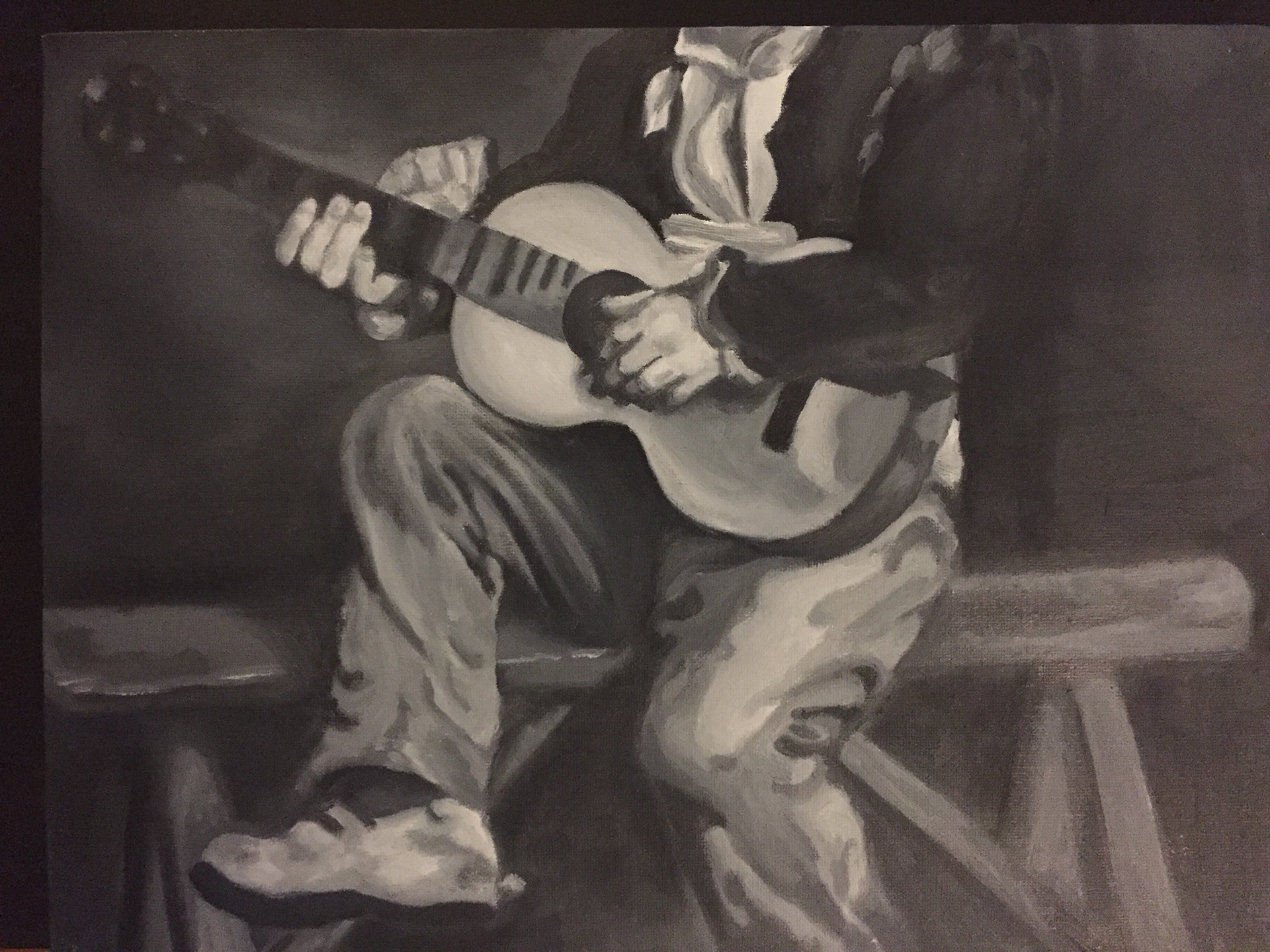 "Guitar Man" 9x12 oil on canvas