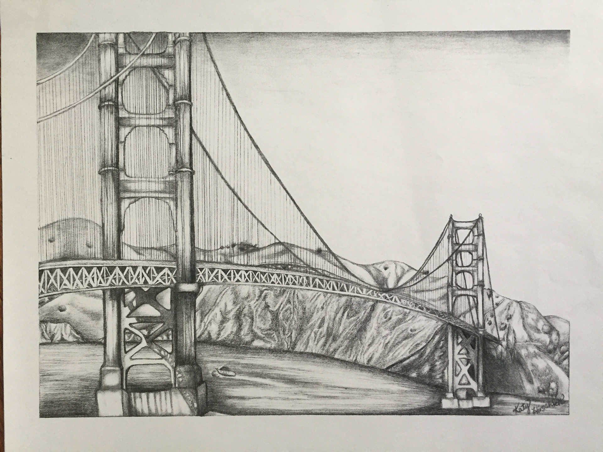 "Bay Bridge" 12x18 Graphite on paper