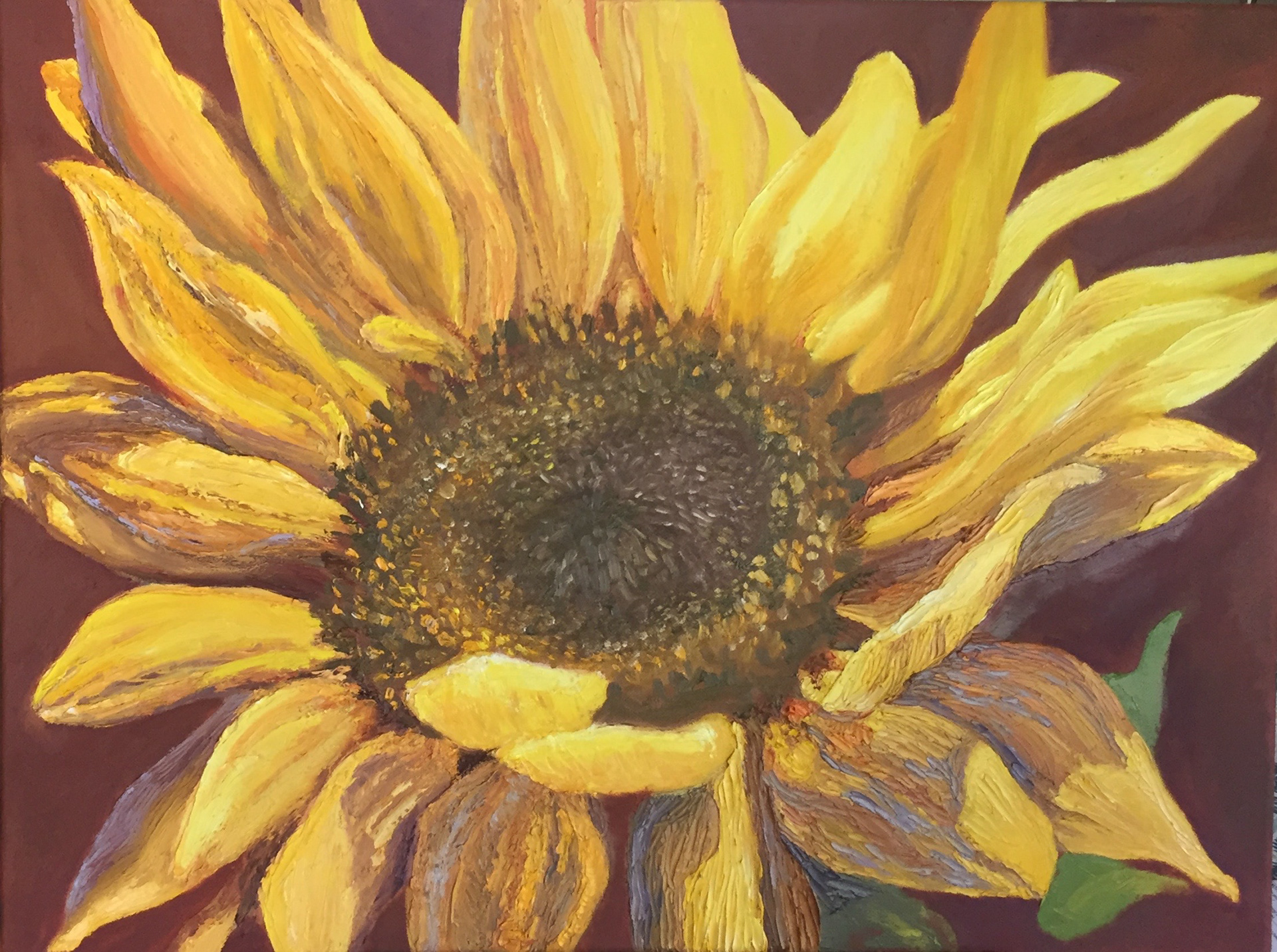 OIl painting of a sunflower