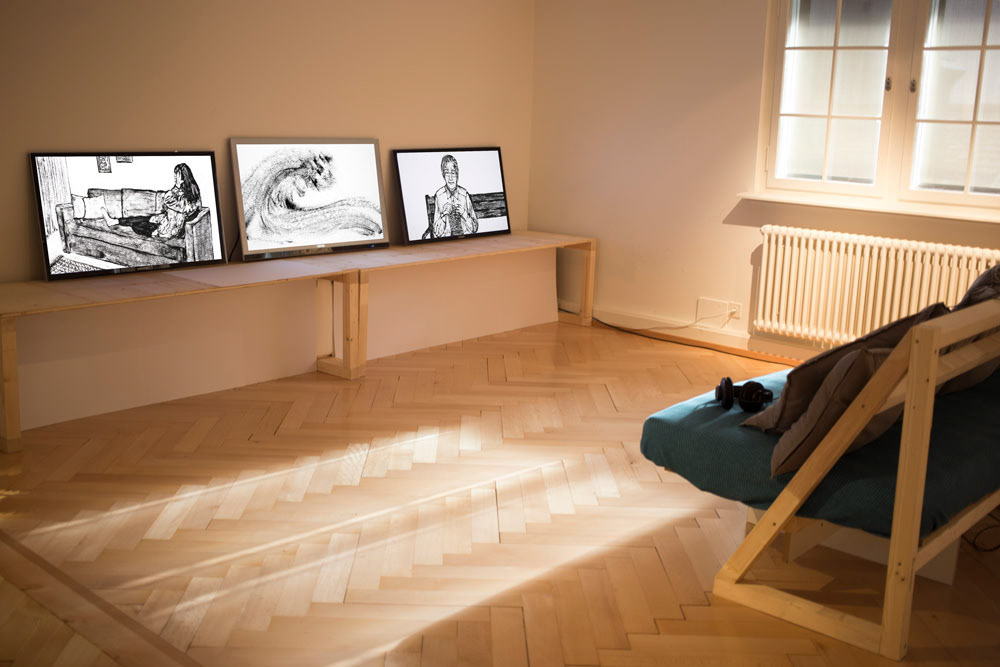 Strauhof Zurich: exhibition view 'Berta, however Jonas, but Mrs. Wohlgemut'