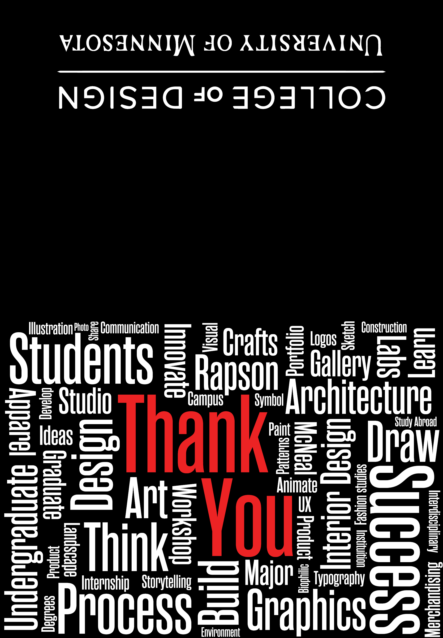 University of Minnesota's College of Design Thank You card front and back