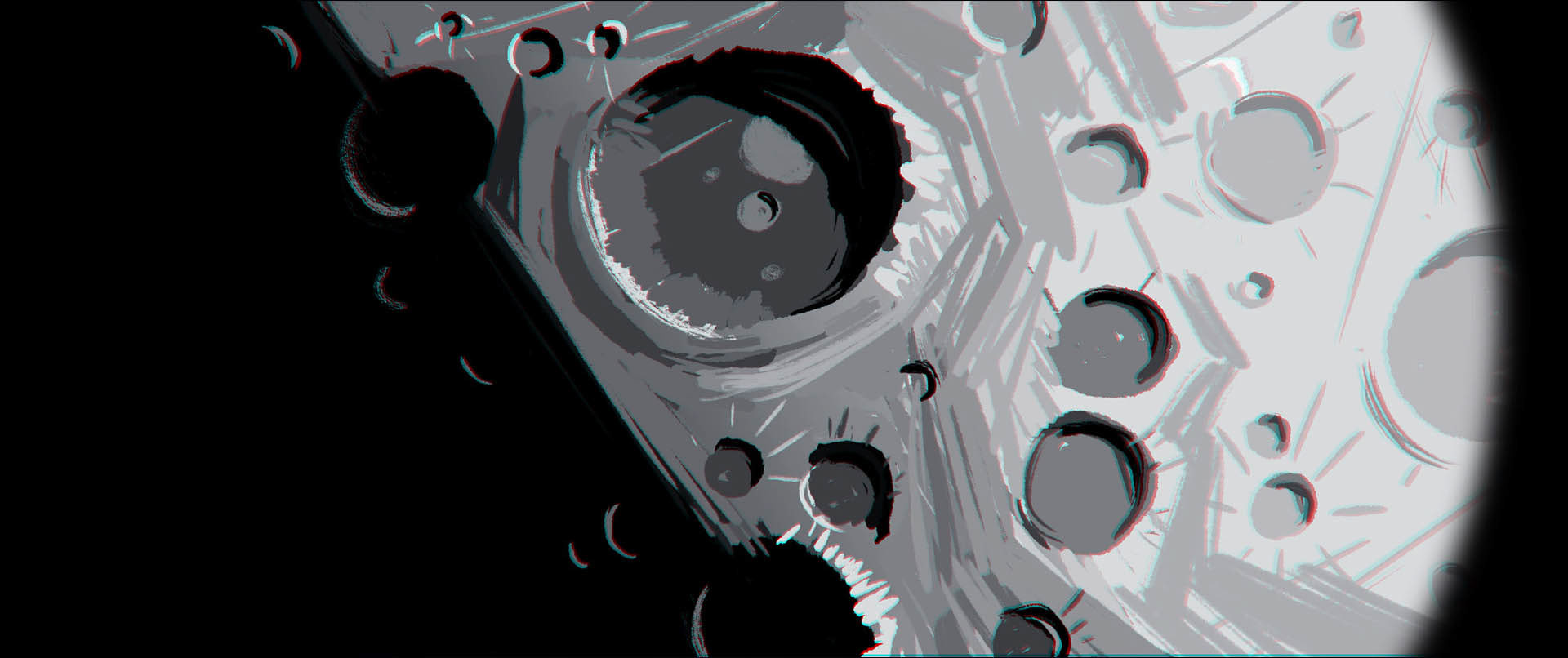 Moon crater landscape background art from 48 hour animated short made at Gobelins L'Ecole de L'image.