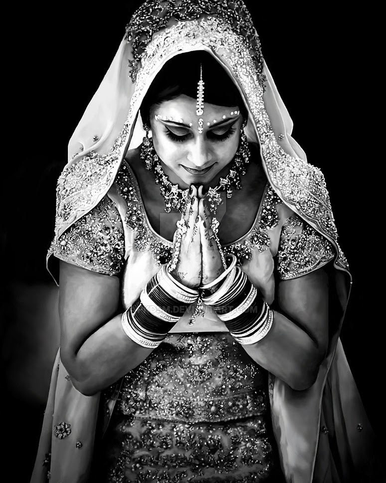 Shows a digital artwork of a Hindu Bride.