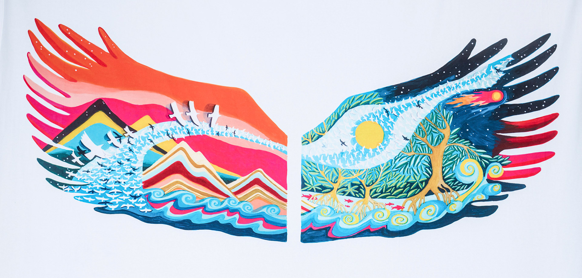These wings were scanned, enlarged and put on a white sweep.