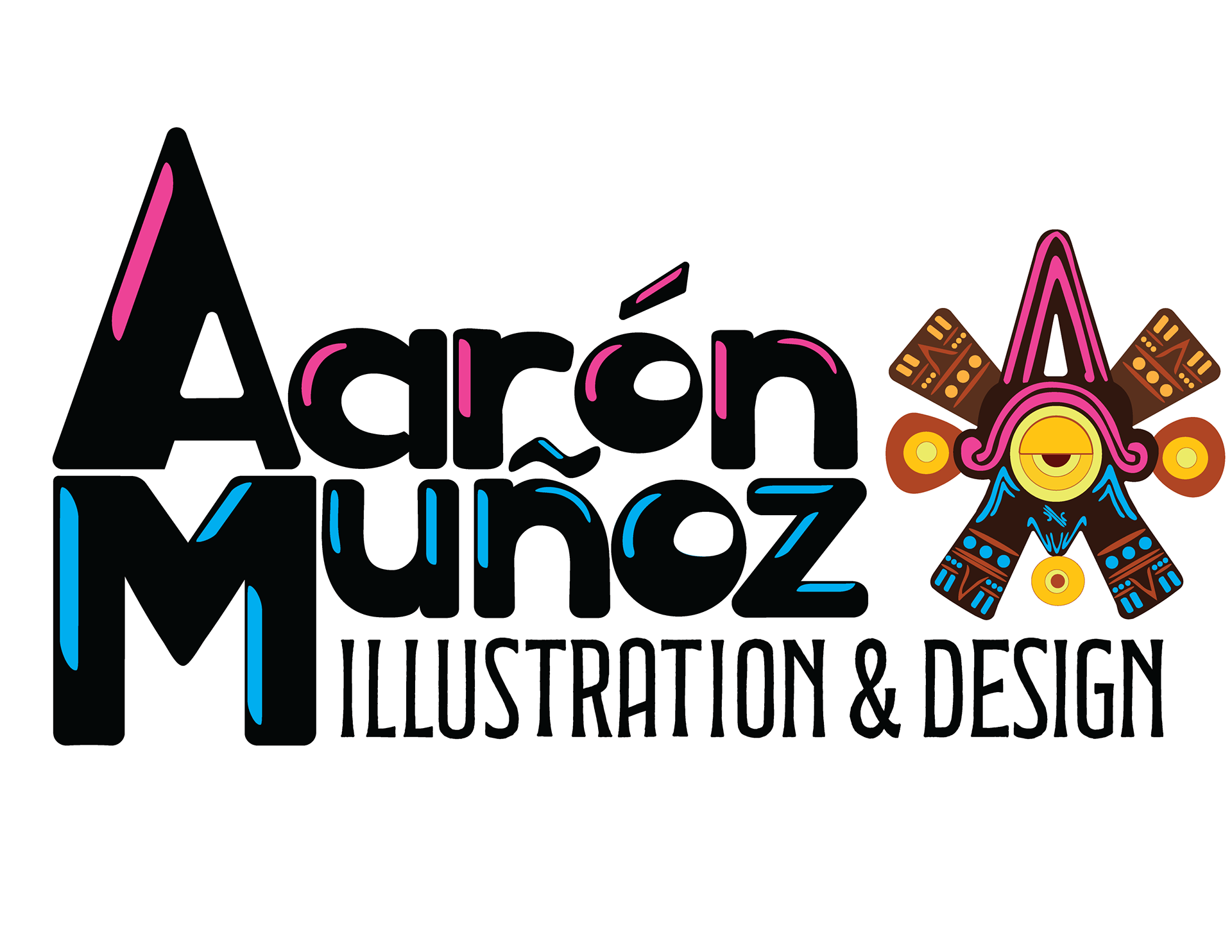 Aaron Munoz Illustration & Design (wordmark in original typeface with illustrated logo)