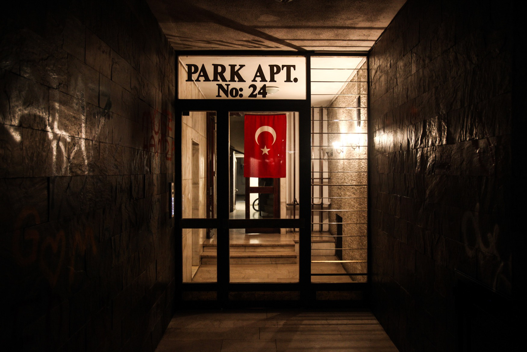 Park Apt. entrance during Gezi Protests, İstanbul, 2013
