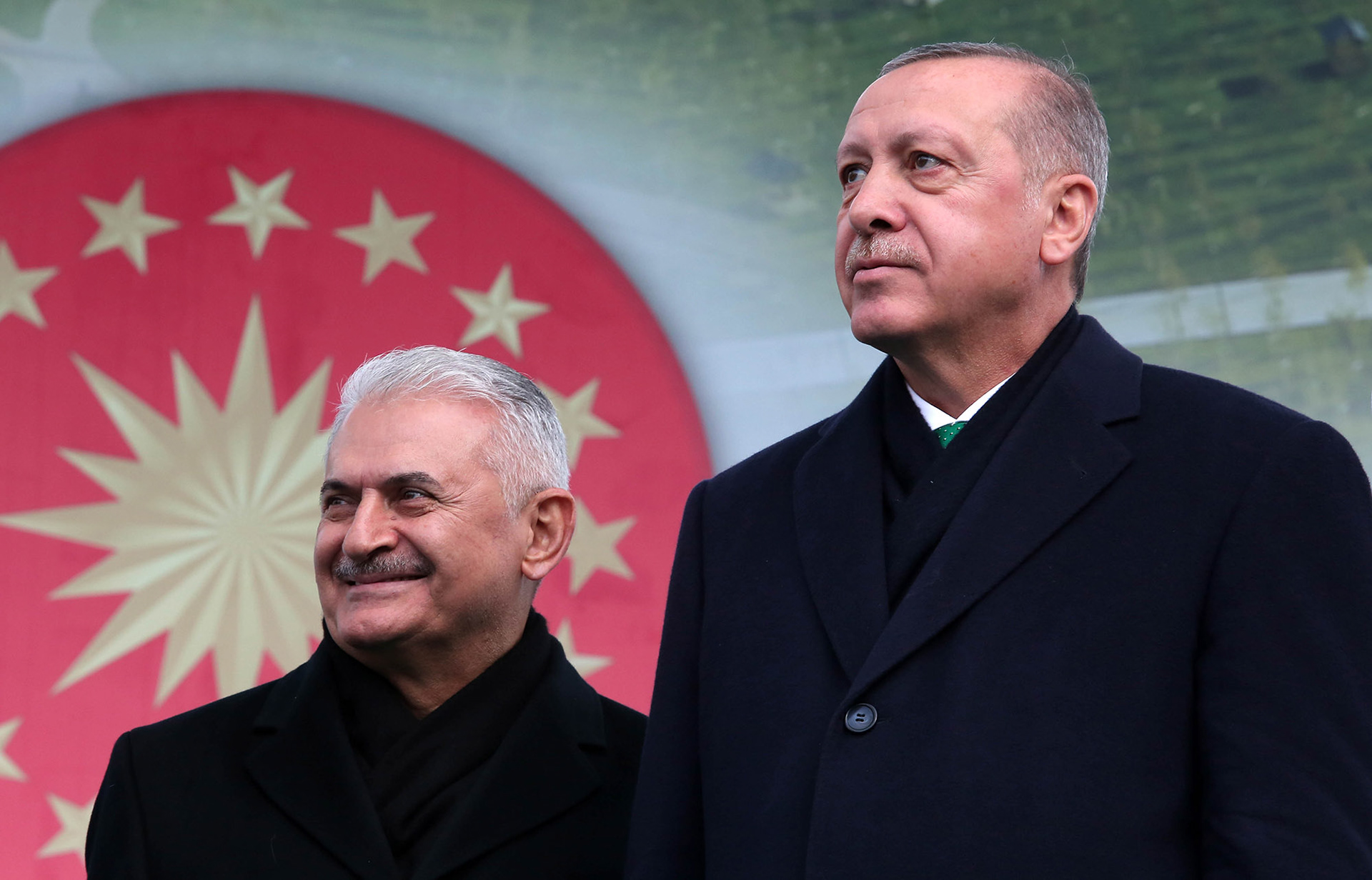 Binali Yildirim and Recep Tayyip Erdogan, opening Ceremony of Turkey's 1st large city parks at Basaksehir, Istanbul, 2018