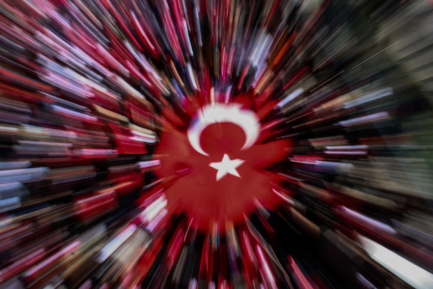 Turkish flag in a protest, Ankara, 2008