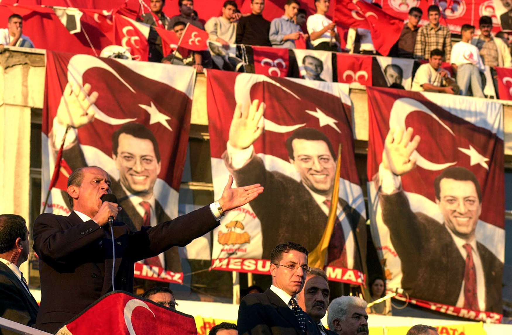 National Movement Party Leader Devlet Bahçeli, election meeting 2002